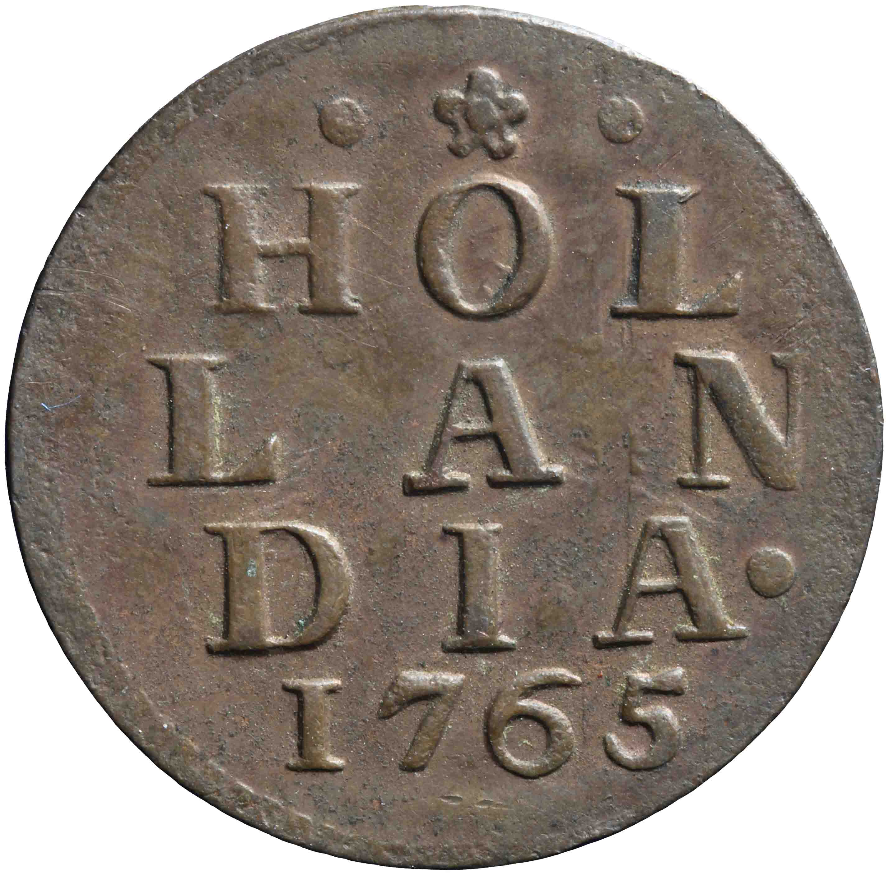 Afbeelding van de keerzijde. duit. Inventarisnummer:DNB-05736