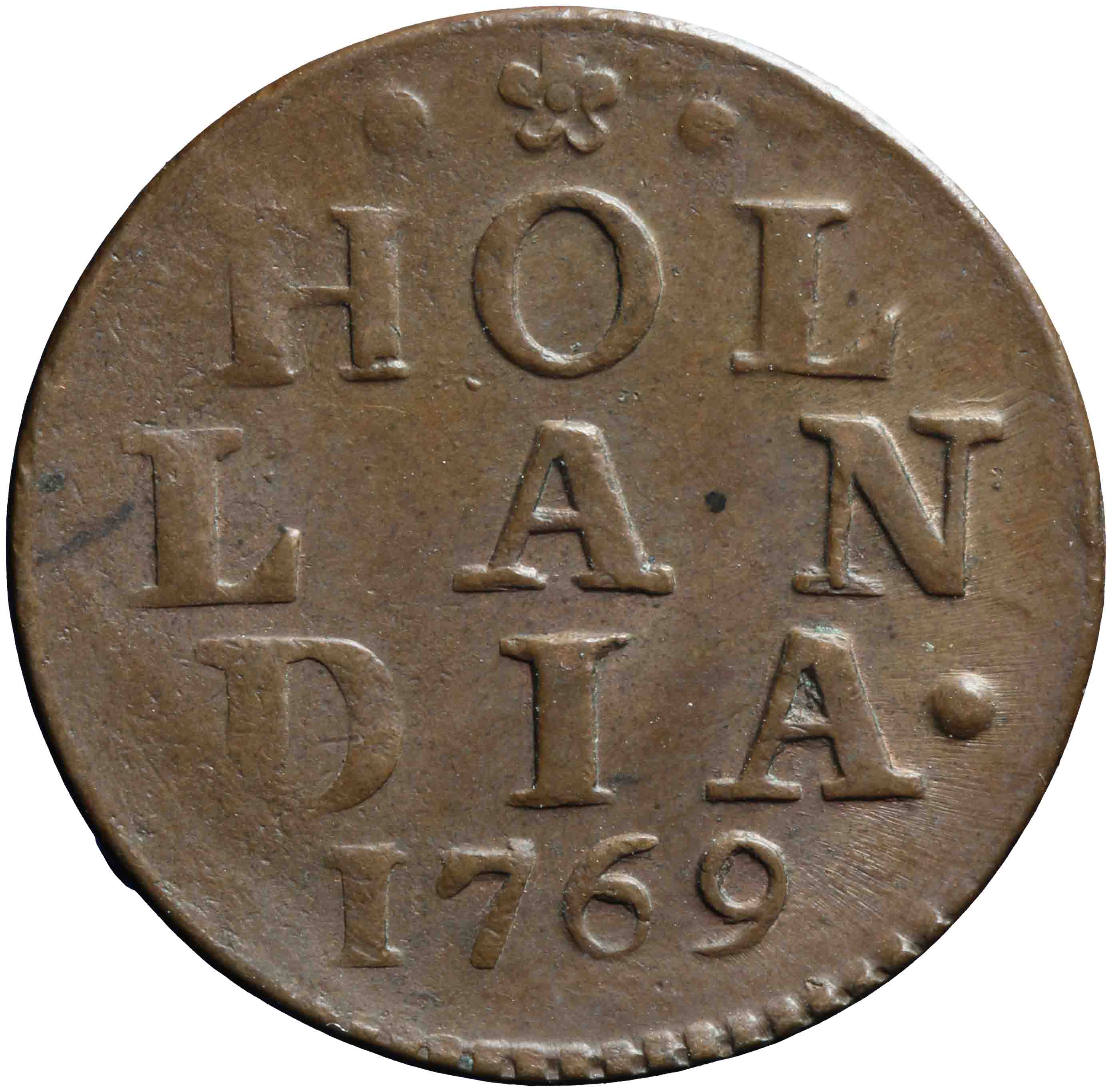 Afbeelding van de keerzijde. duit. Inventarisnummer:DNB-05738