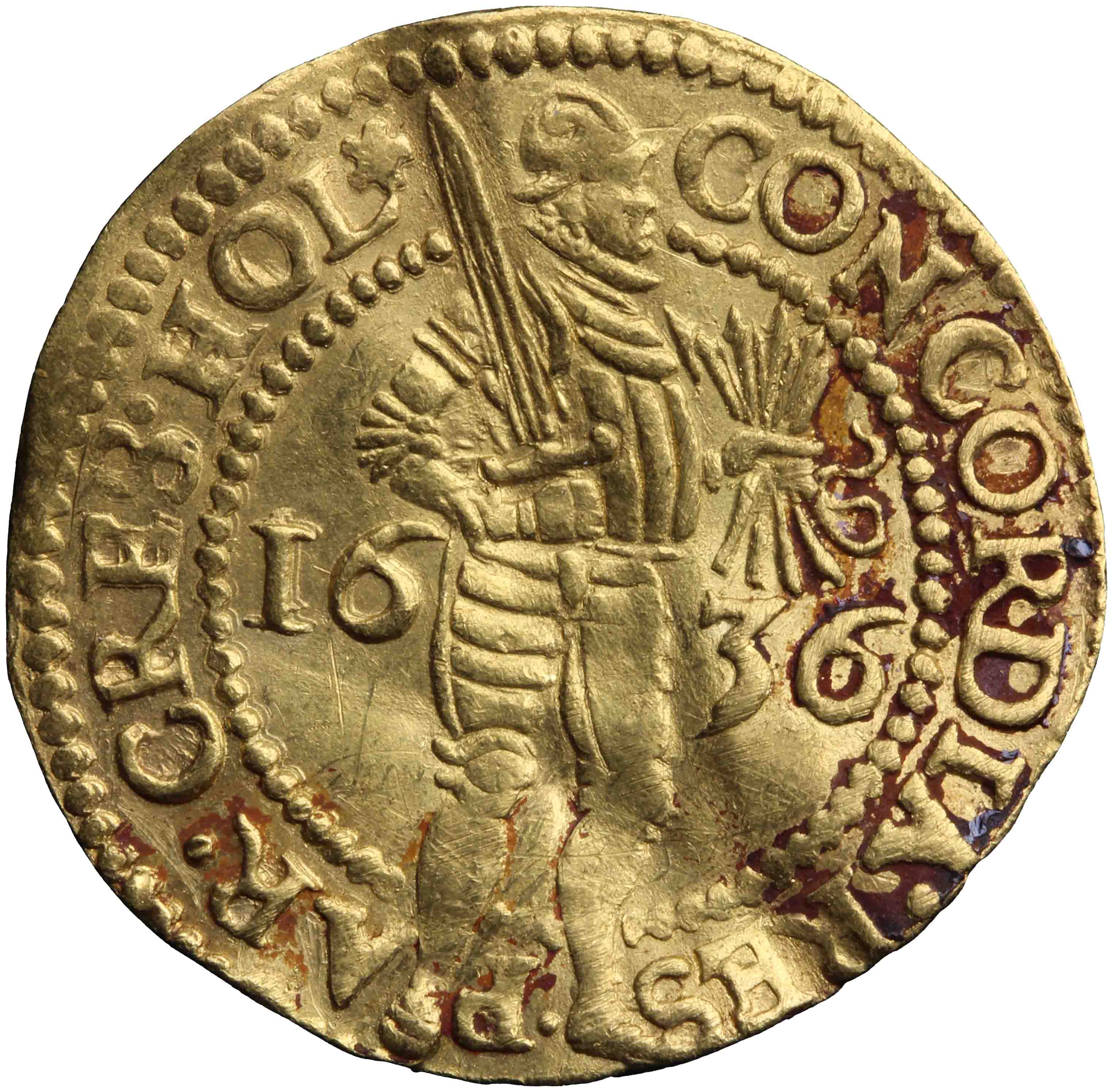 Afbeelding van de voorzijde. gouden dukaat. Inventarisnummer:DNB-05753