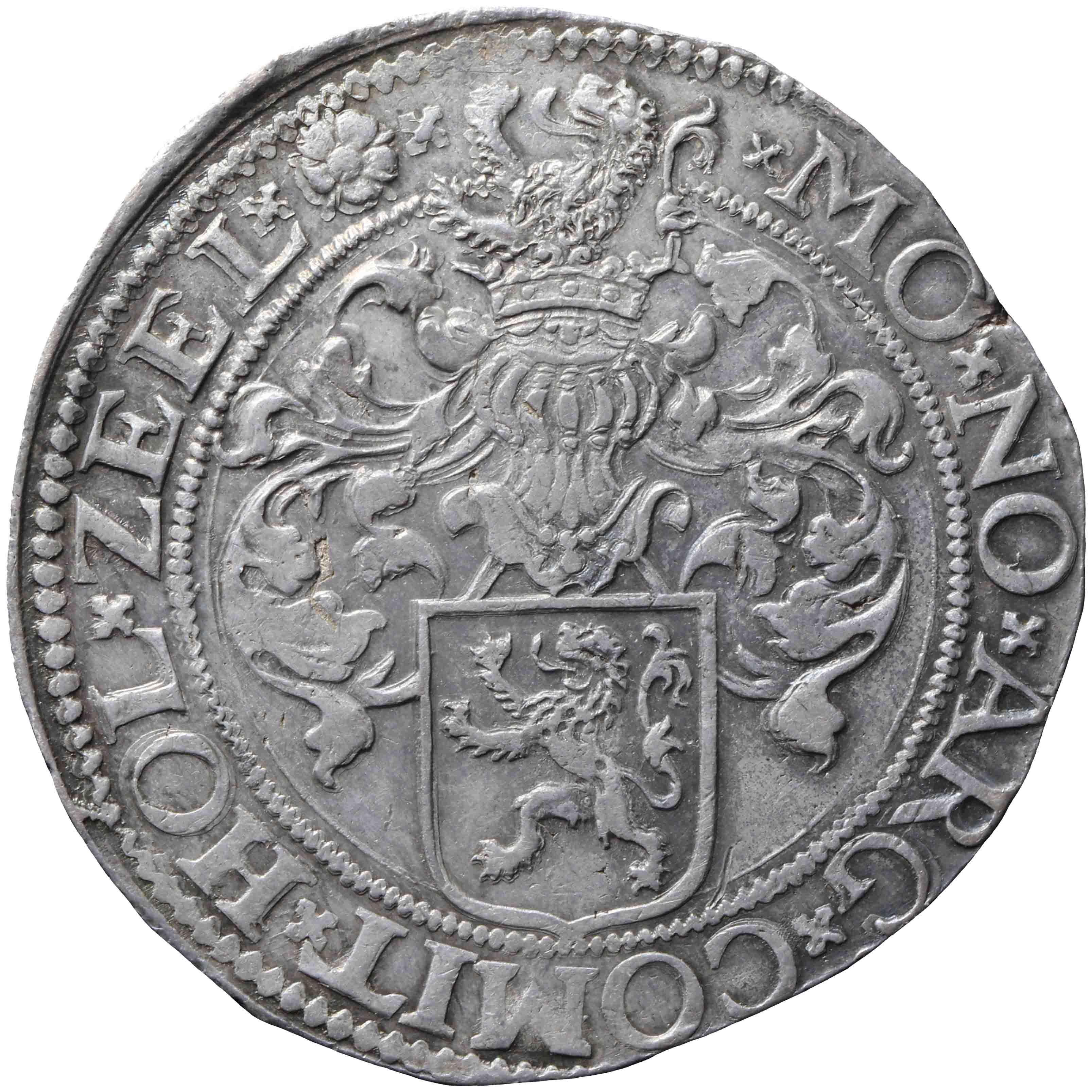 Afbeelding van de keerzijde. Hollandse of gehelmde rijksdaalder of Prinsendaalder. Inventarisnummer:DNB-05830