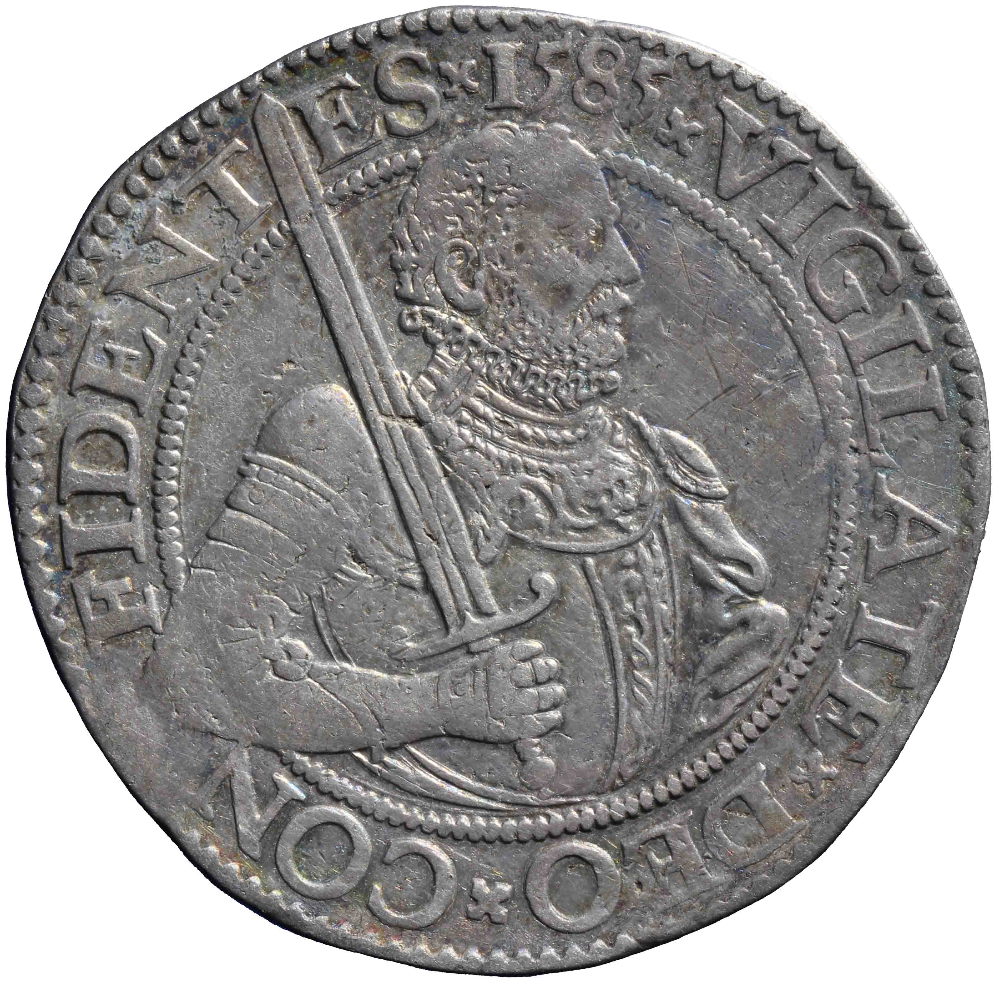 Afbeelding van de voorzijde. Hollandse of gehelmde rijksdaalder of Prinsendaalder. Inventarisnummer:DNB-05833