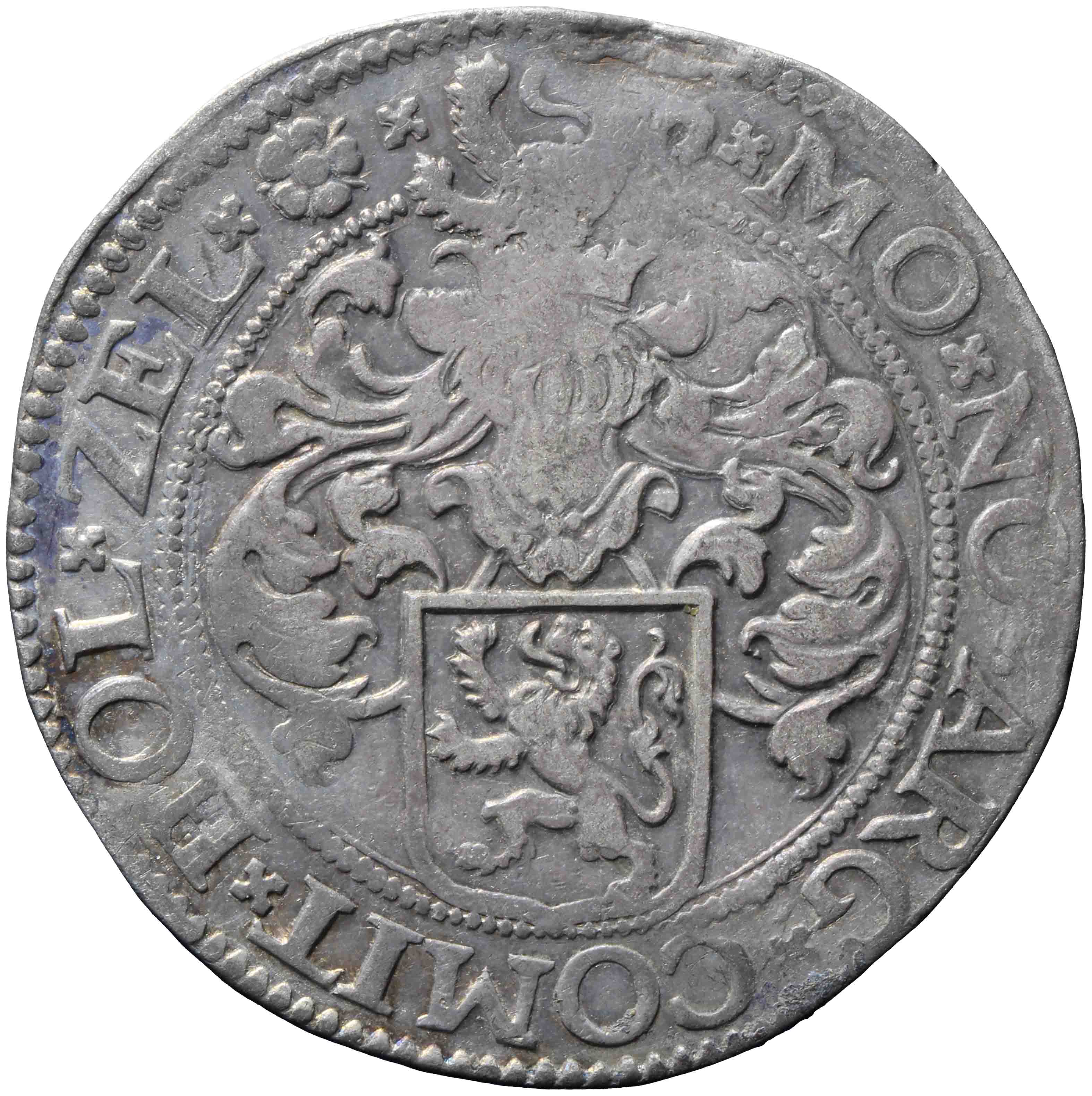 Afbeelding van de keerzijde. Hollandse of gehelmde rijksdaalder of Prinsendaalder. Inventarisnummer:DNB-05833