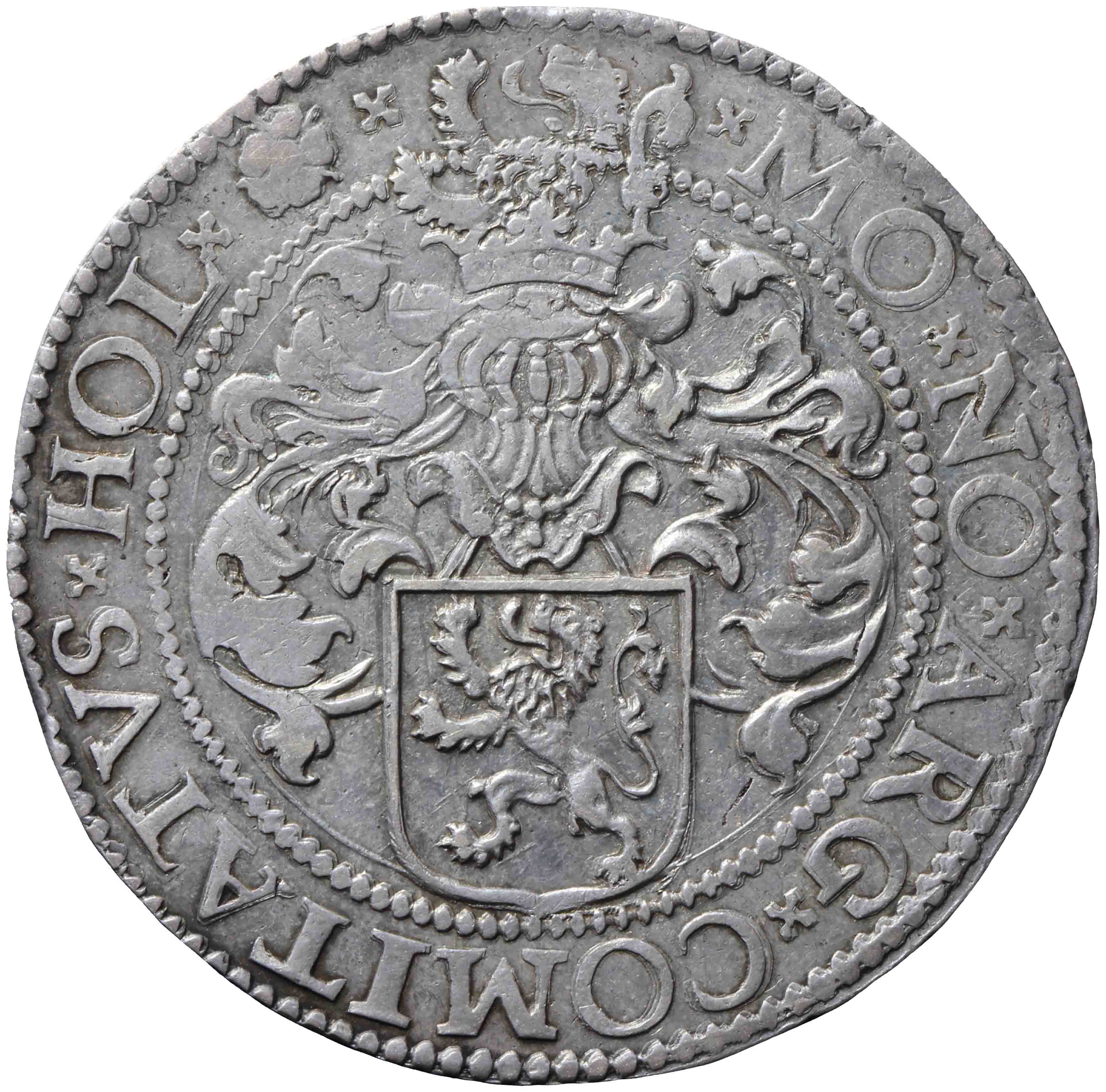 Afbeelding van de keerzijde. Hollandse of gehelmde rijksdaalder of Prinsendaalder. Inventarisnummer:DNB-05835