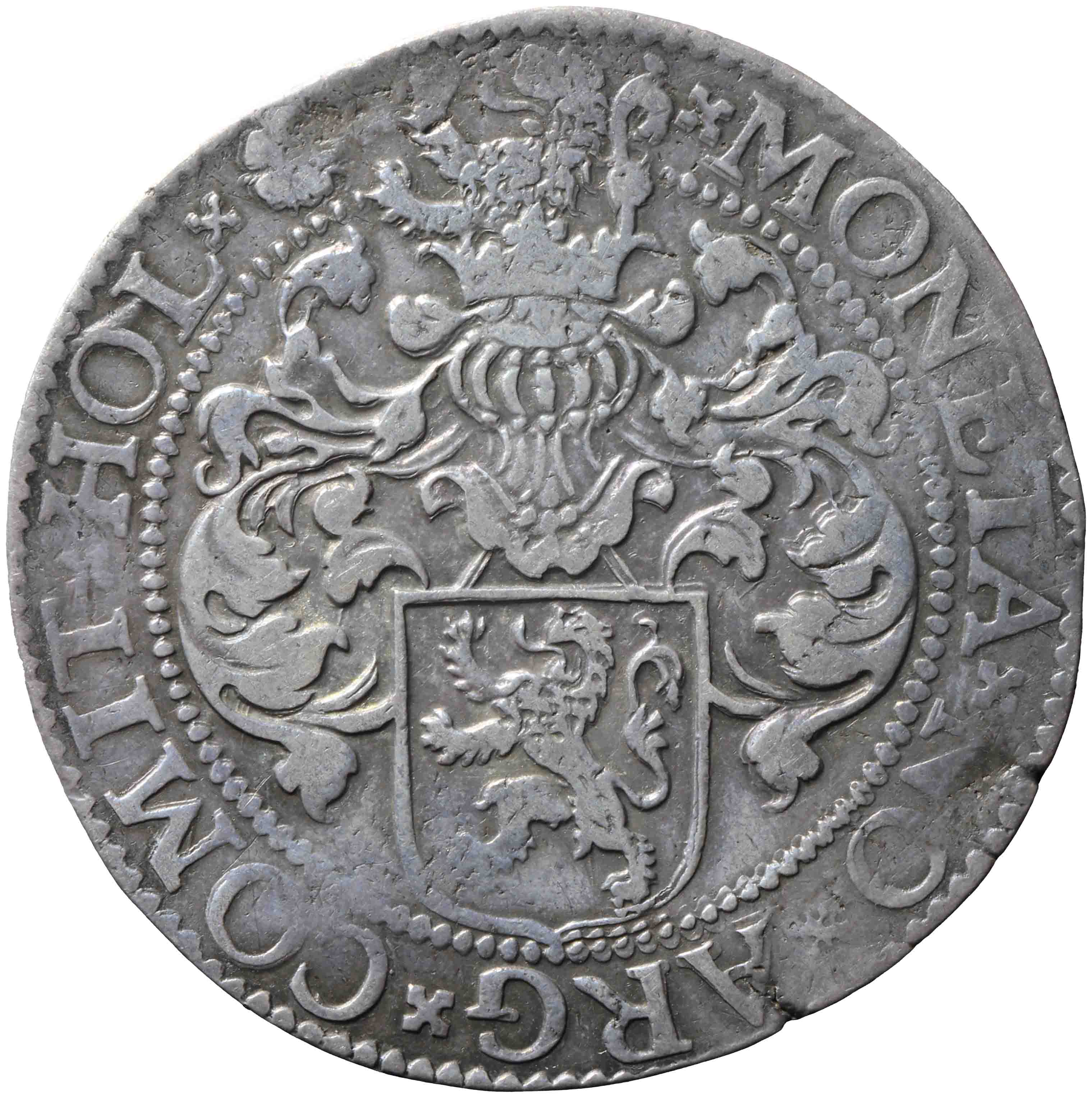 Afbeelding van de keerzijde. Hollandse of gehelmde rijksdaalder of Prinsendaalder. Inventarisnummer:DNB-05838