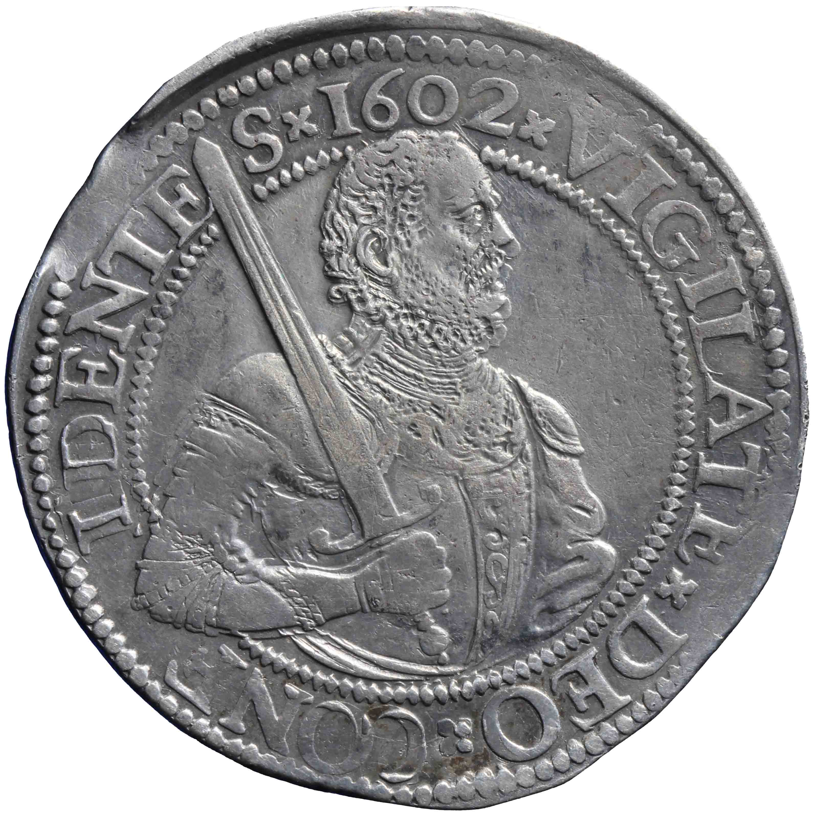 Afbeelding van de voorzijde. Hollandse of gehelmde rijksdaalder of Prinsendaalder. Inventarisnummer:DNB-05841