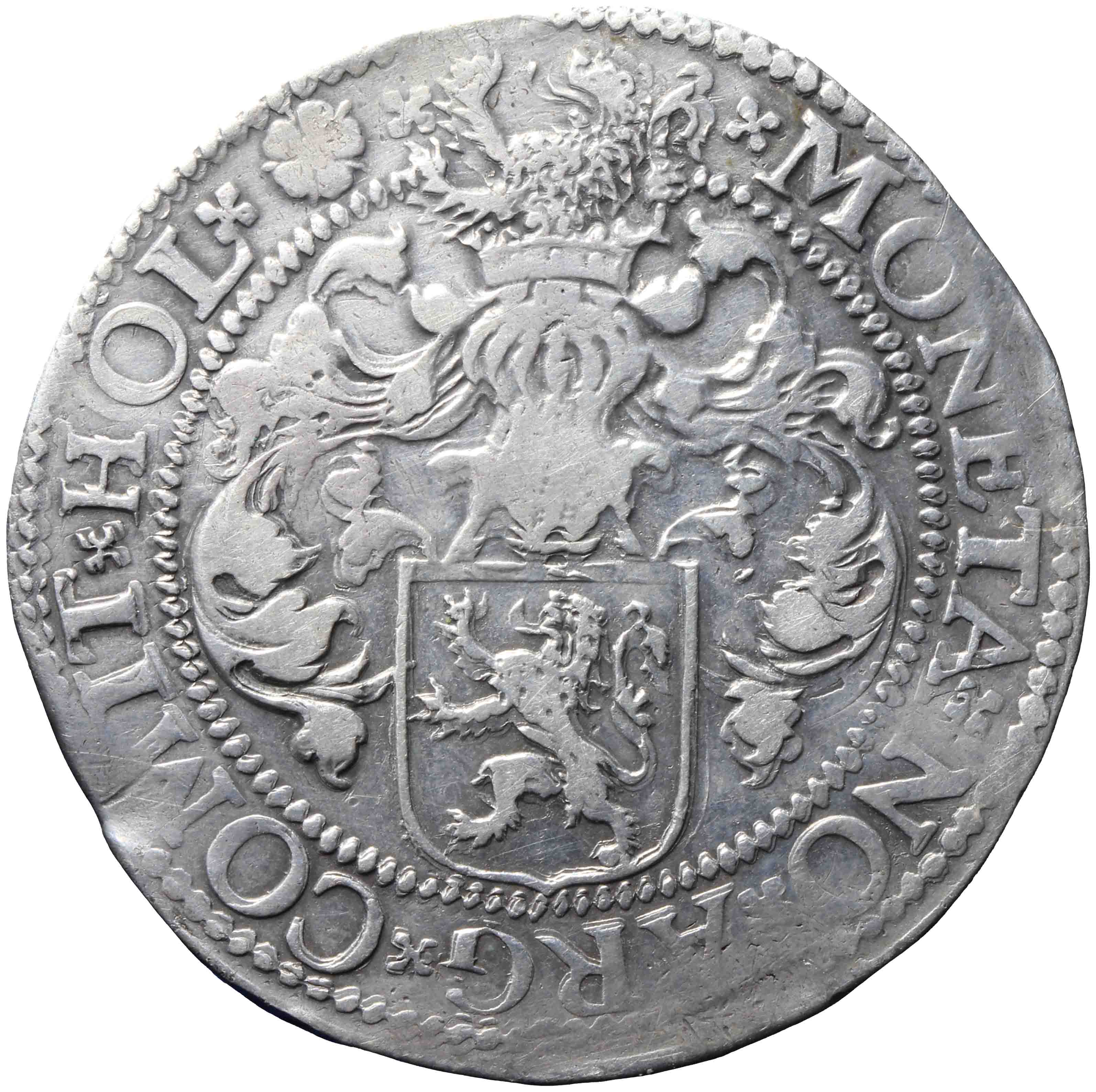 Afbeelding van de keerzijde. Hollandse of gehelmde rijksdaalder of Prinsendaalder. Inventarisnummer:DNB-05841