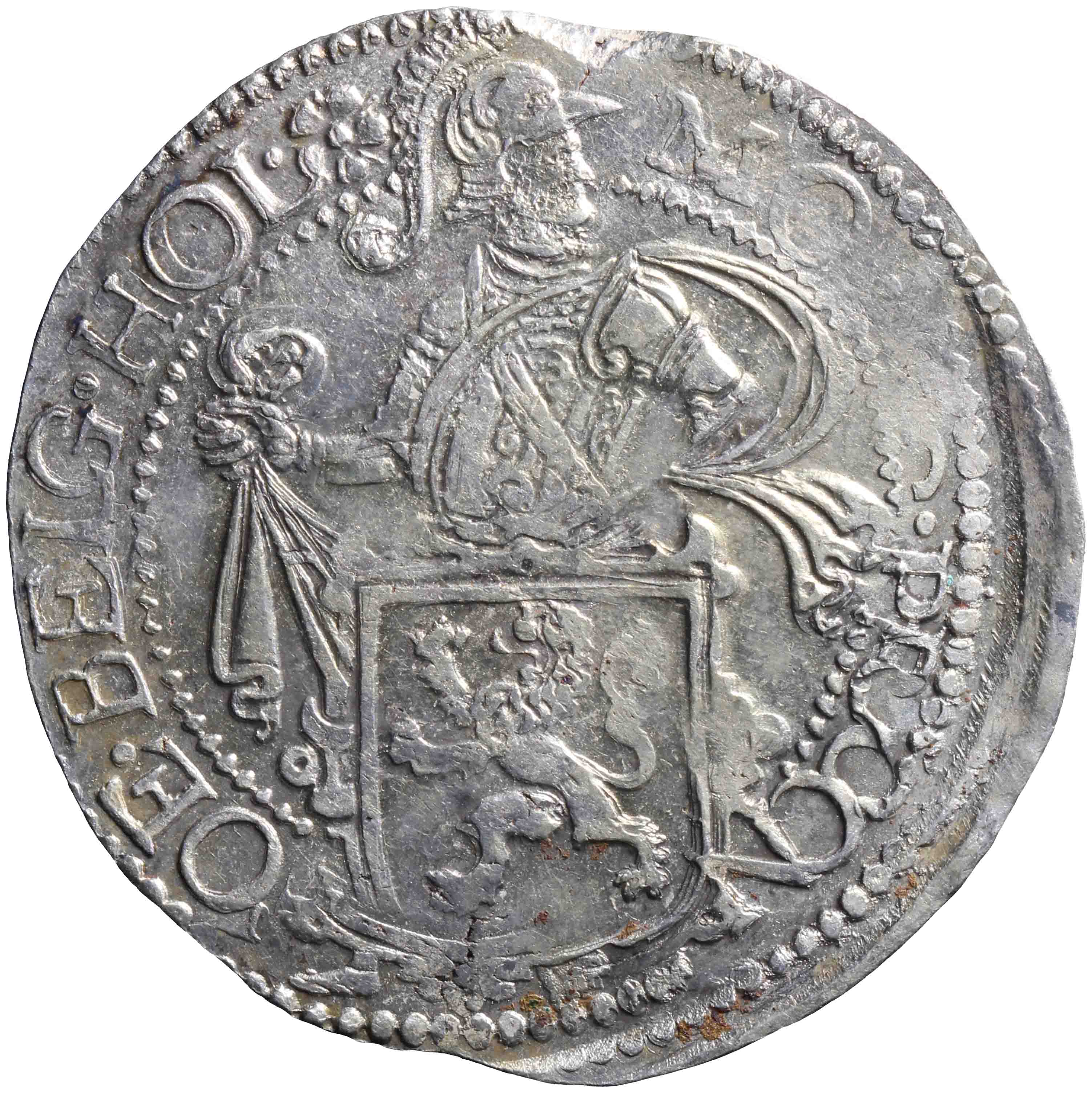 Afbeelding van de voorzijde. leeuwendaalder op Generaliteits muntvoet. Inventarisnummer:DNB-05924