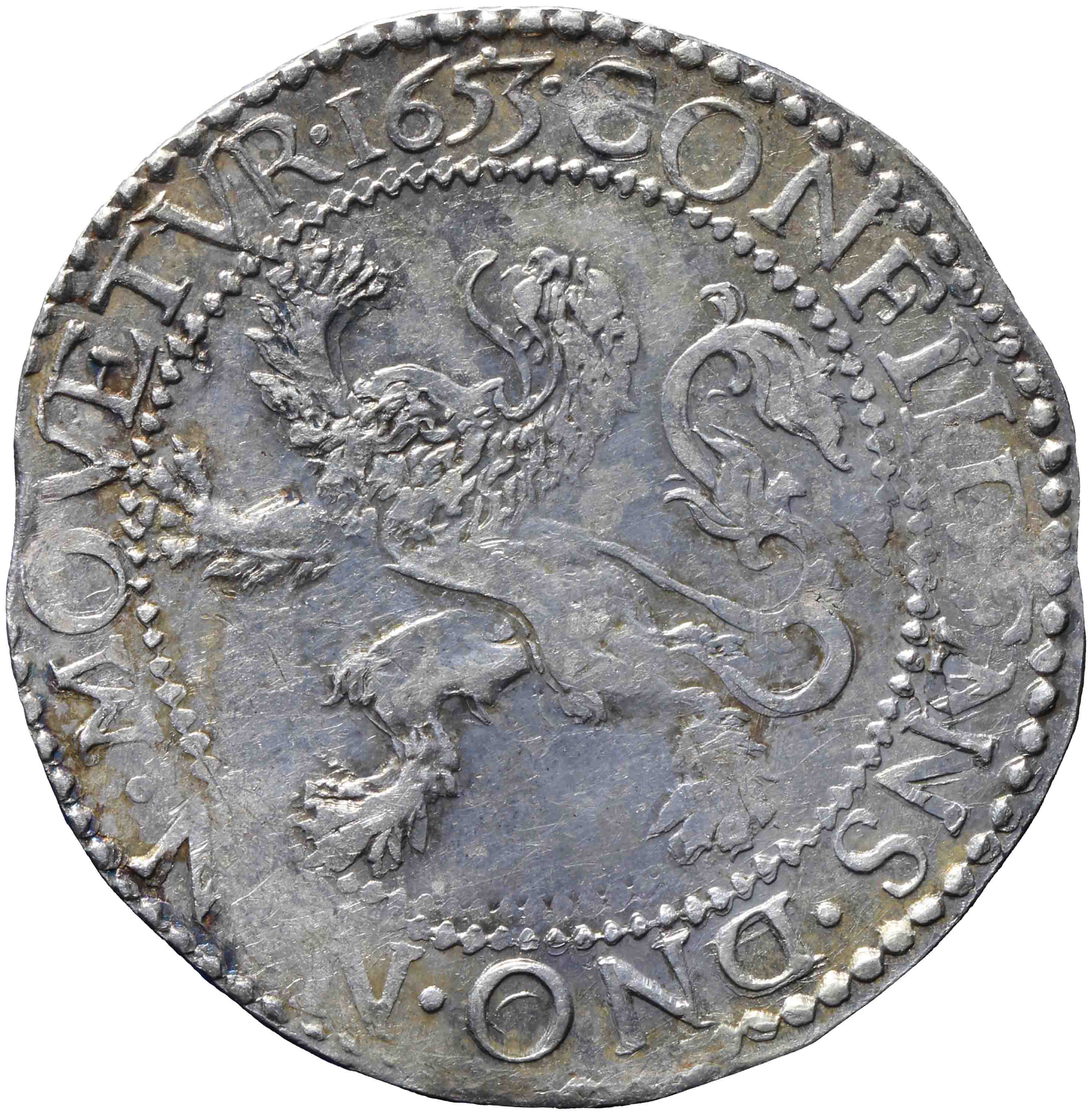 Afbeelding van de keerzijde. leeuwendaalder op Generaliteits muntvoet. Inventarisnummer:DNB-05924