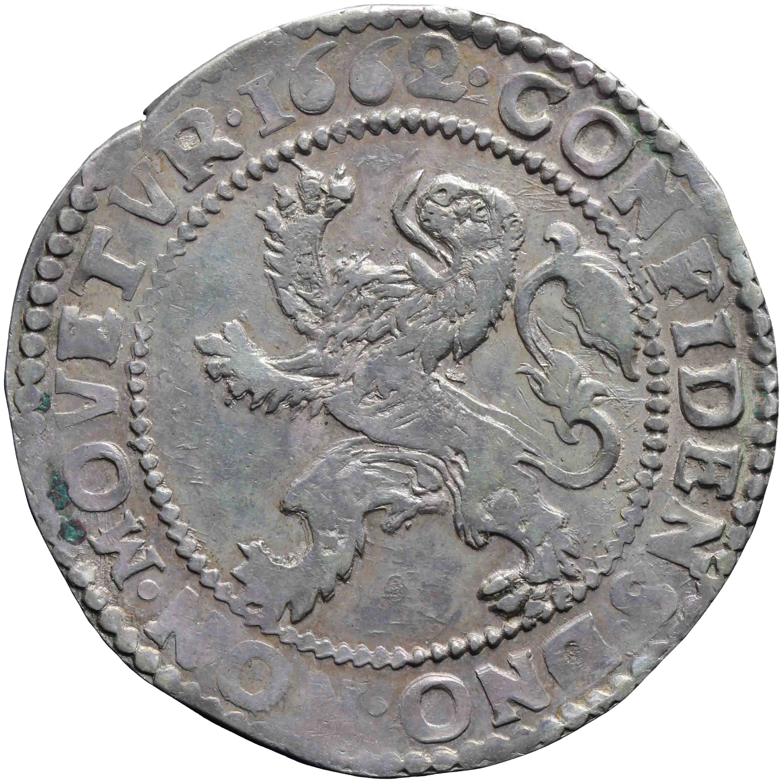 Afbeelding van de keerzijde. leeuwendaalder op Generaliteits muntvoet. Inventarisnummer:DNB-05925