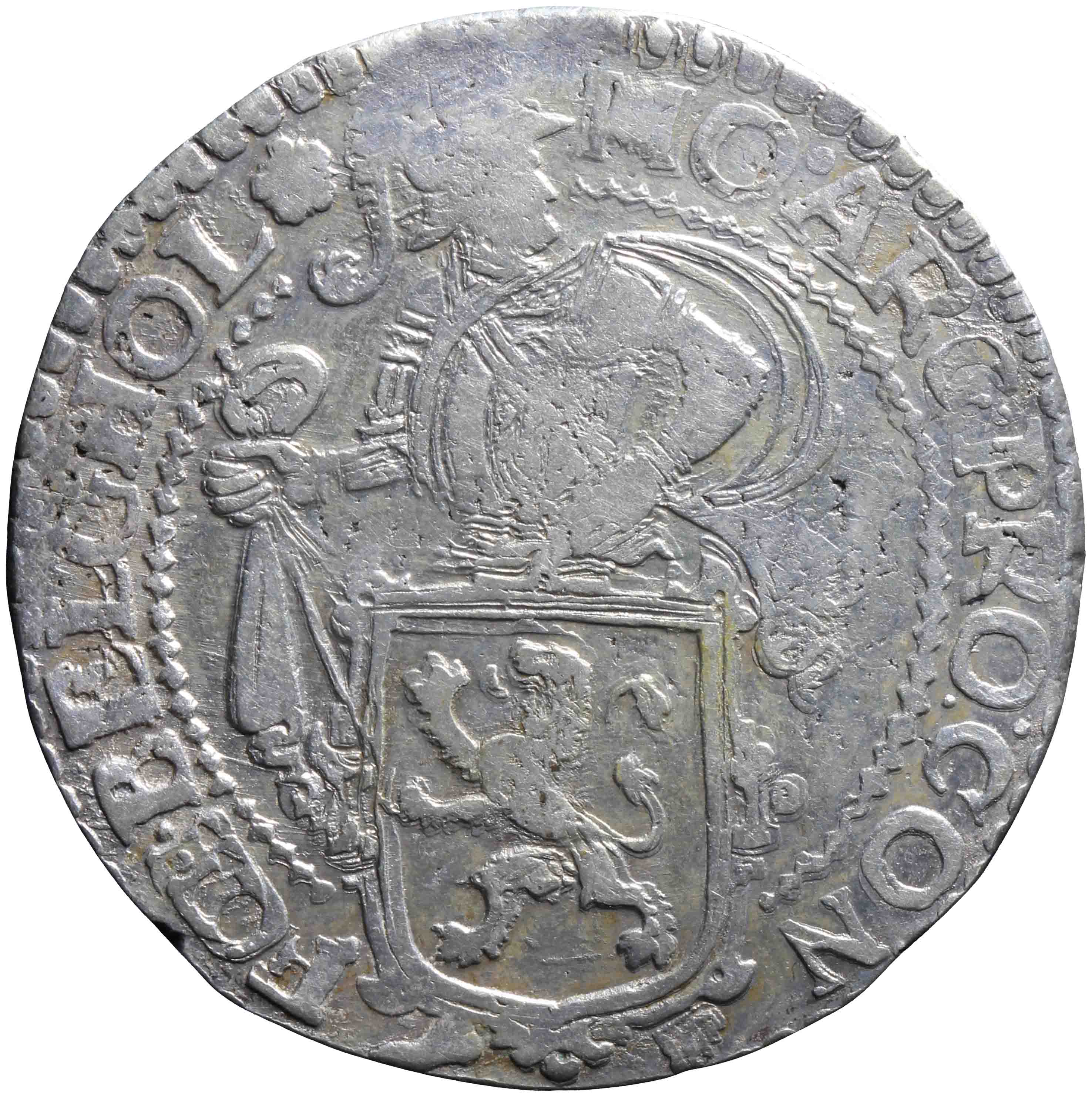 Afbeelding van de voorzijde. leeuwendaalder op Generaliteits muntvoet. Inventarisnummer:DNB-05927