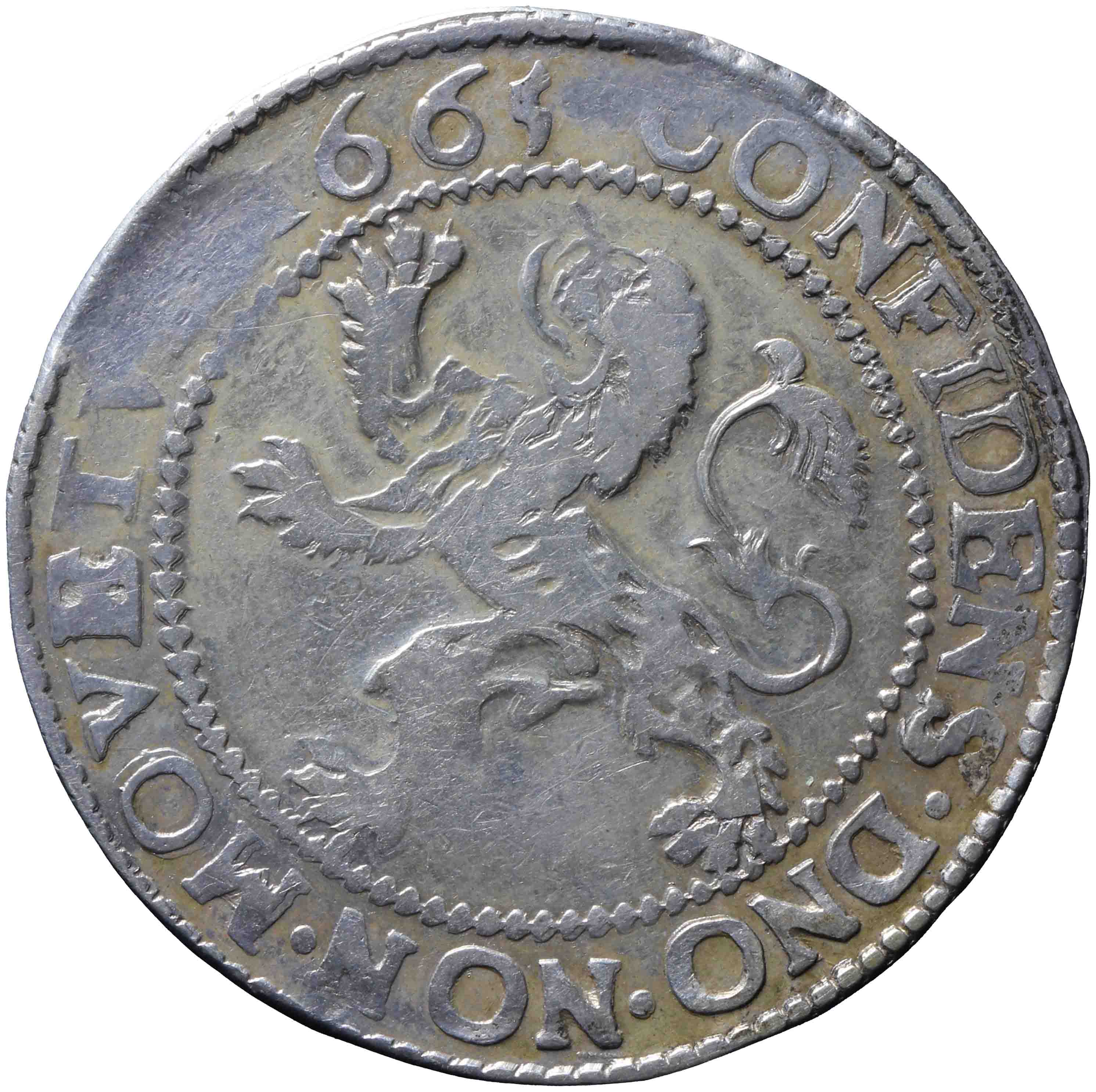 Afbeelding van de keerzijde. leeuwendaalder op Generaliteits muntvoet. Inventarisnummer:DNB-05927