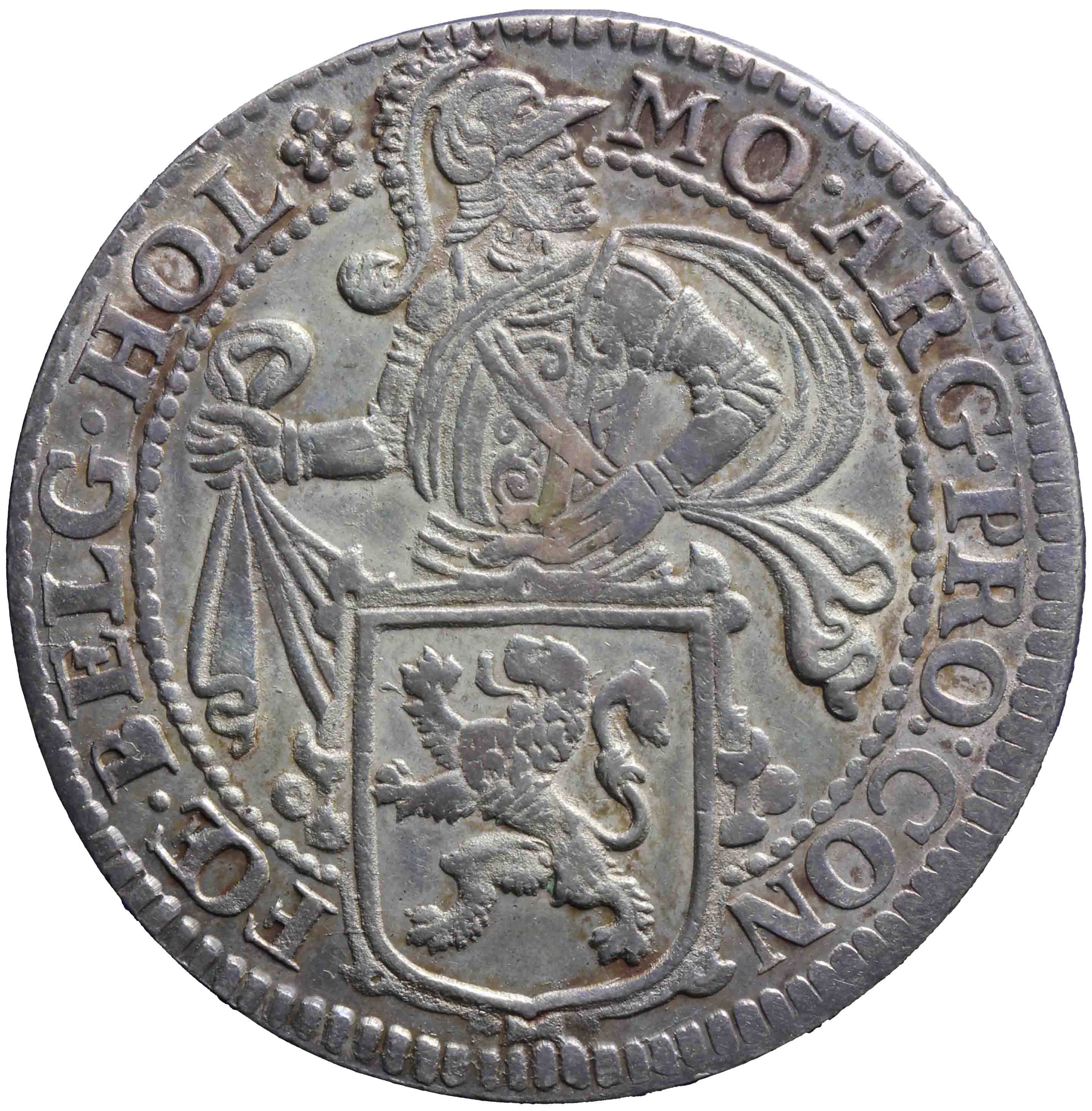 Afbeelding van de voorzijde. leeuwendaalder op Generaliteits muntvoet. Inventarisnummer:DNB-05929