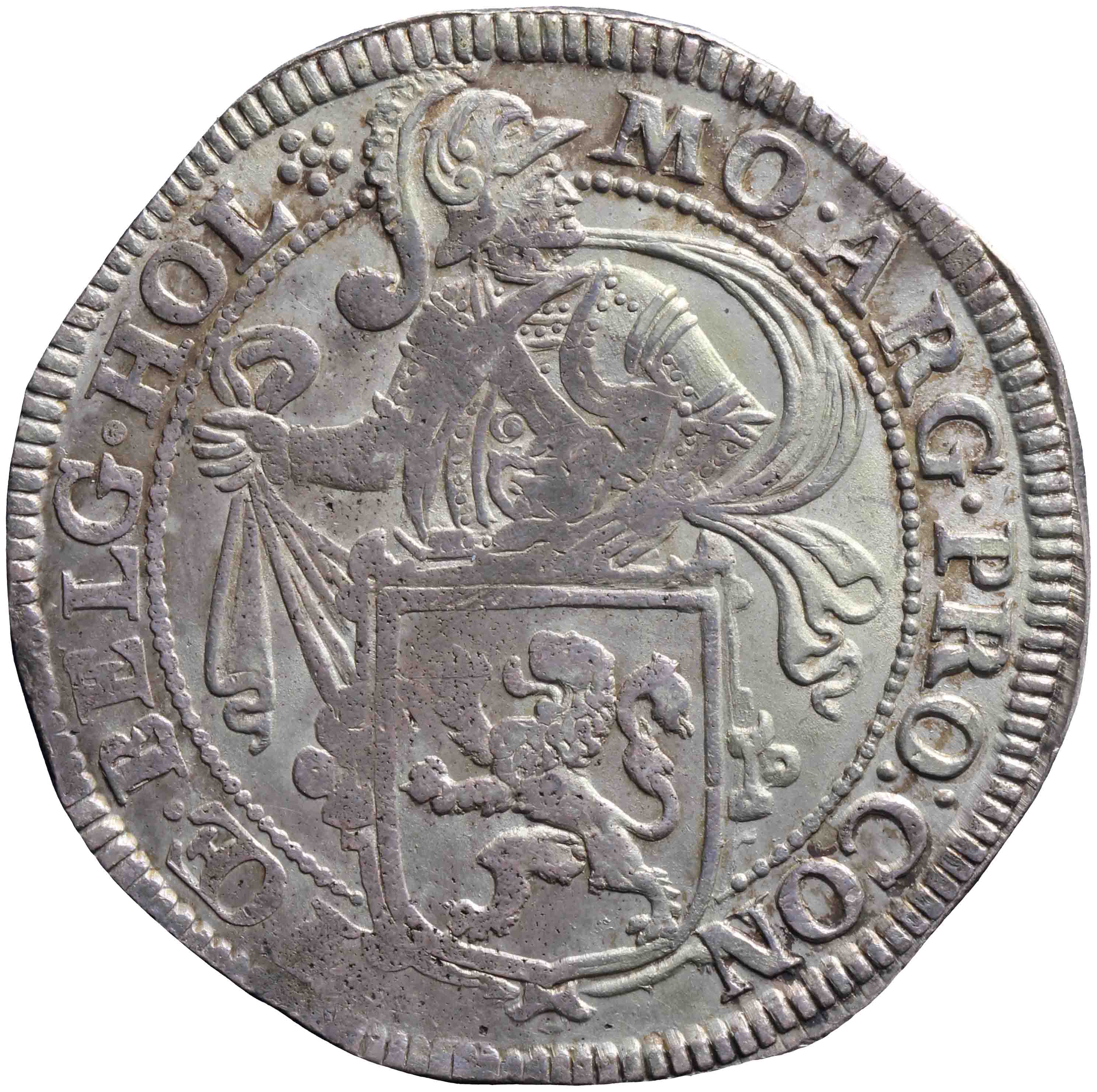 Afbeelding van de voorzijde. leeuwendaalder op Generaliteits muntvoet. Inventarisnummer:DNB-05932