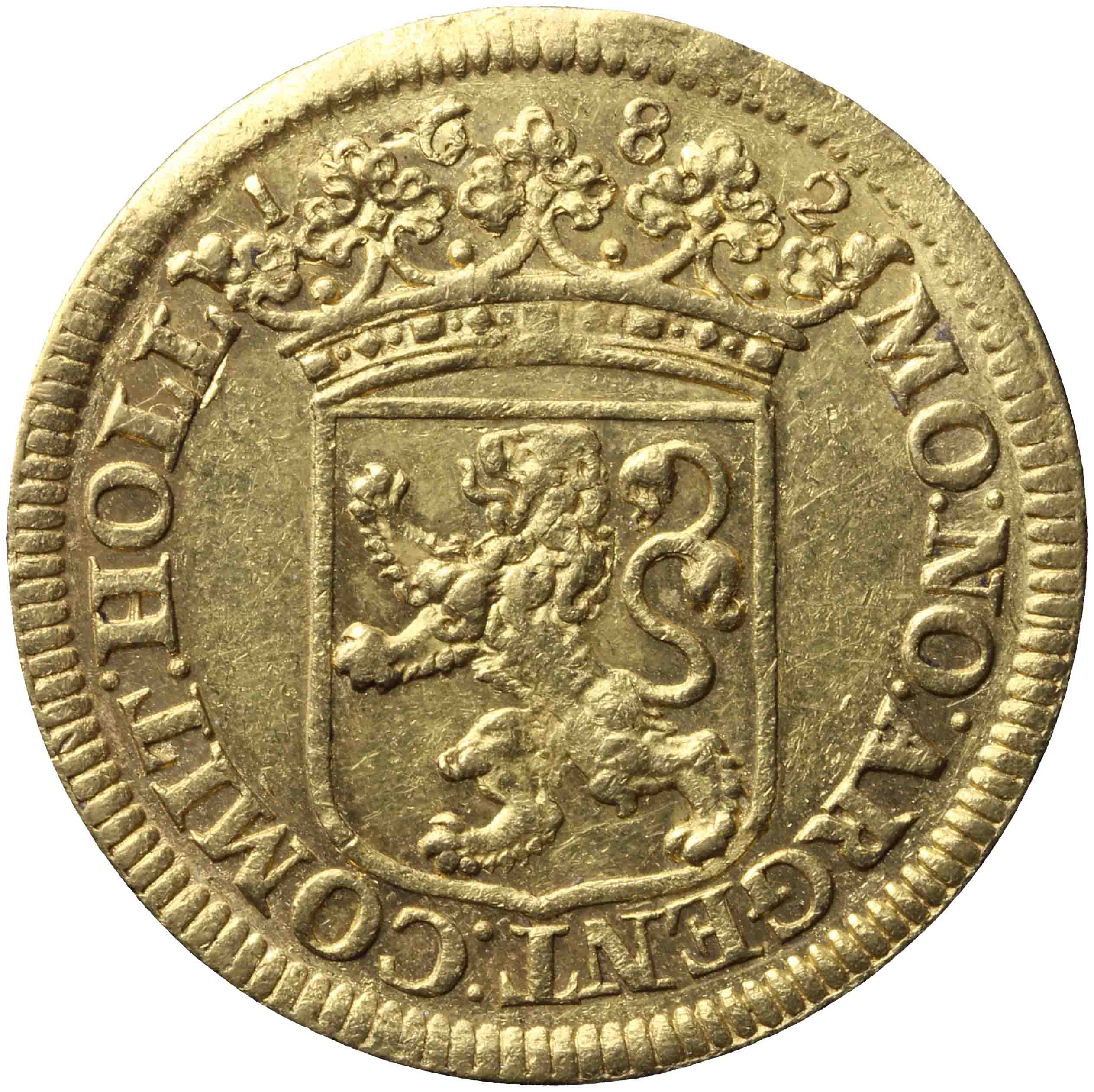 Afbeelding van de keerzijde. halve provinciale gulden. Inventarisnummer:DNB-05997