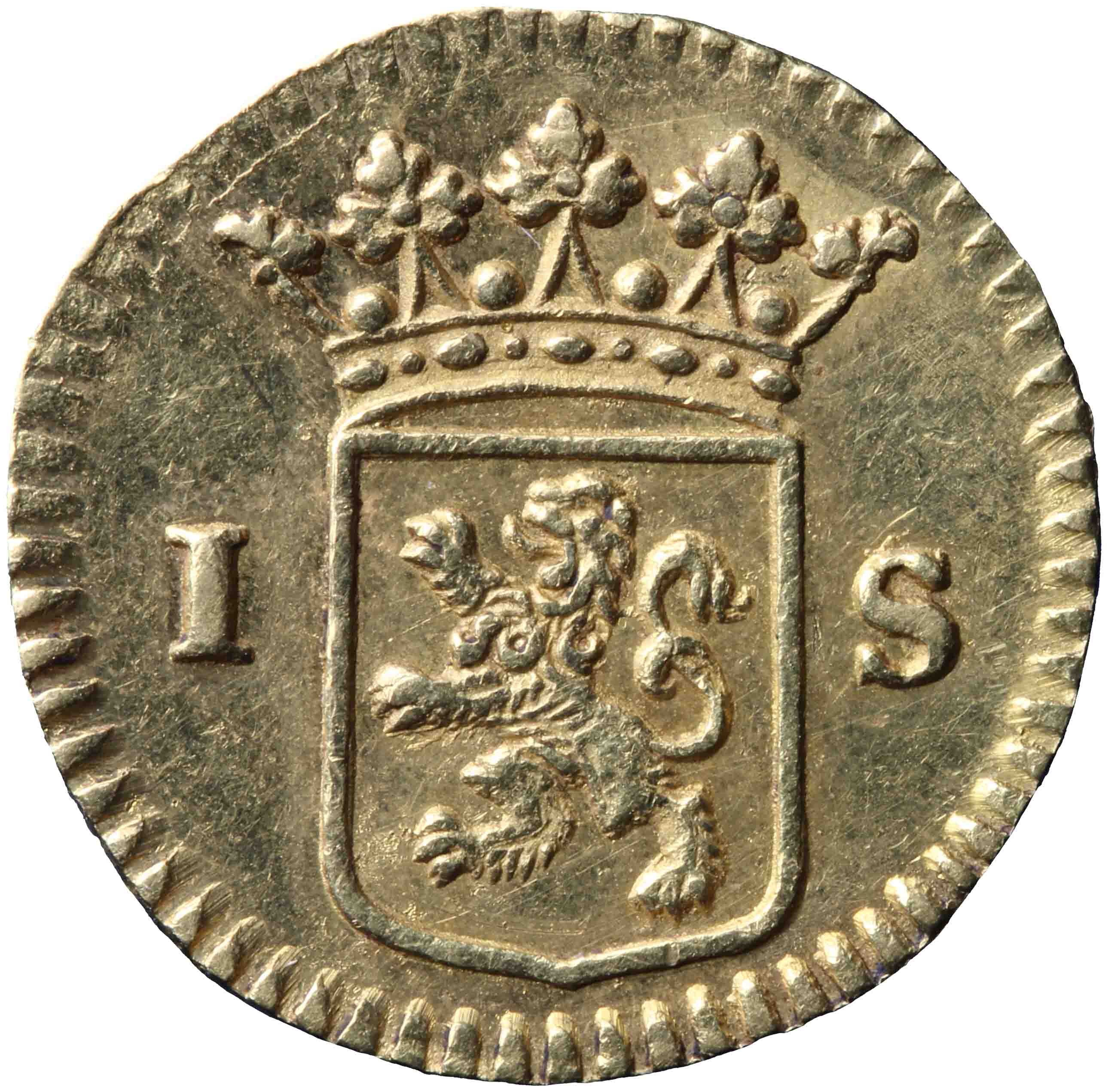 Afbeelding van de voorzijde. stuiver of wapenstuiver. Inventarisnummer:DNB-06081