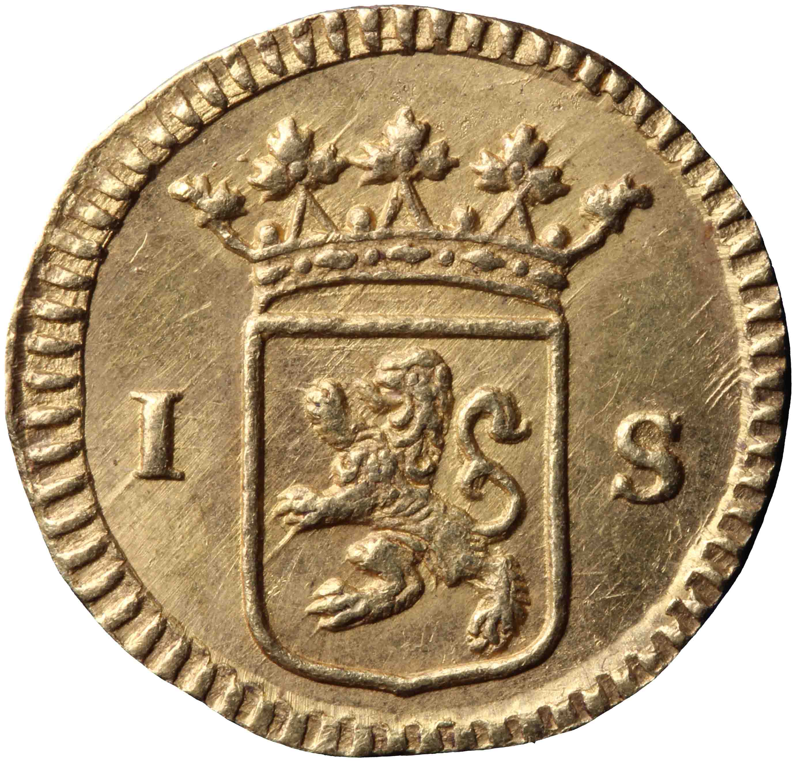 Afbeelding van de voorzijde. stuiver of wapenstuiver. Inventarisnummer:DNB-06082