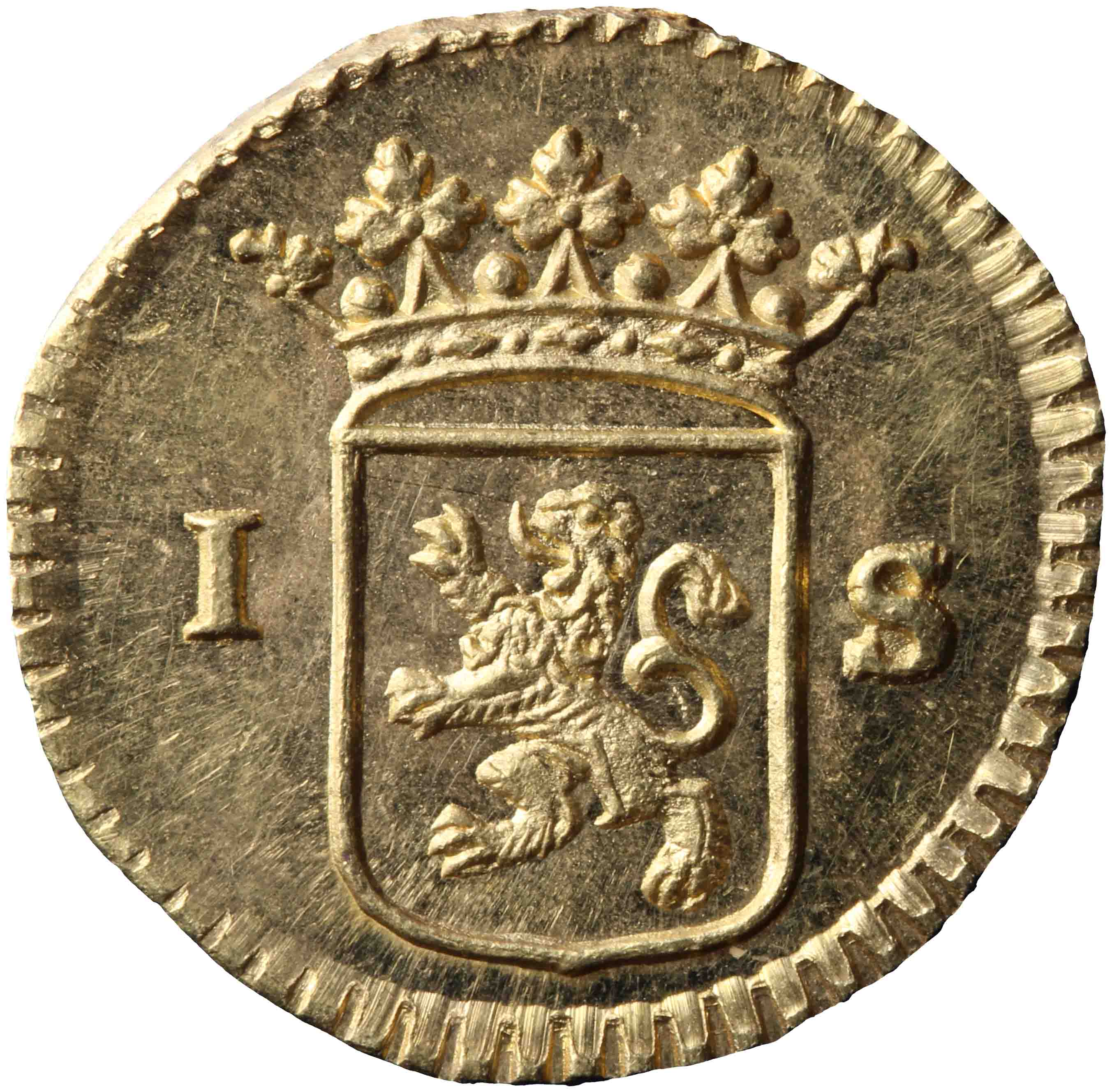 Afbeelding van de voorzijde. stuiver of wapenstuiver. Inventarisnummer:DNB-06087