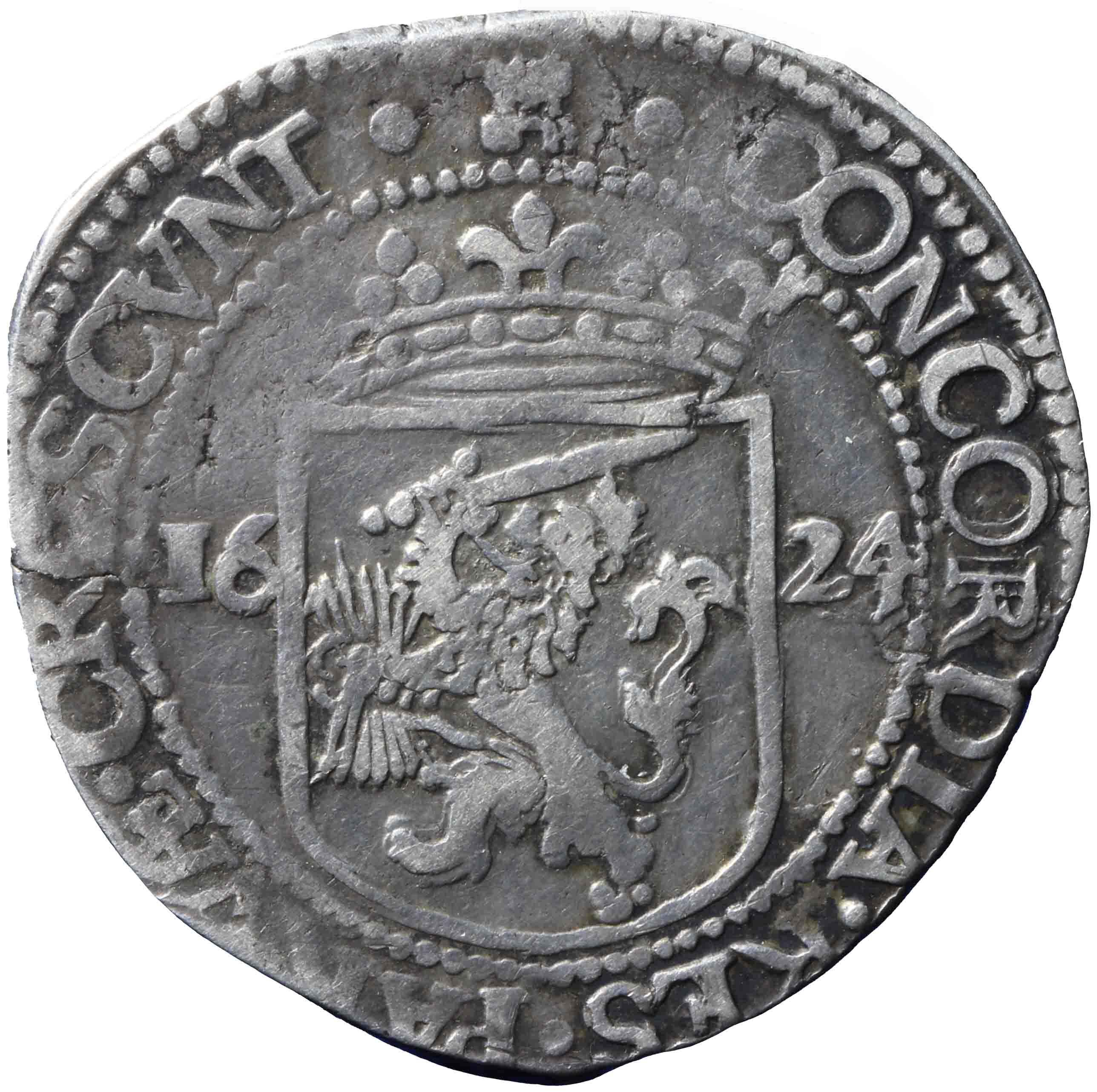 Afbeelding van de keerzijde. halve Nederlandse rijksdaalder. Inventarisnummer:DNB-07107