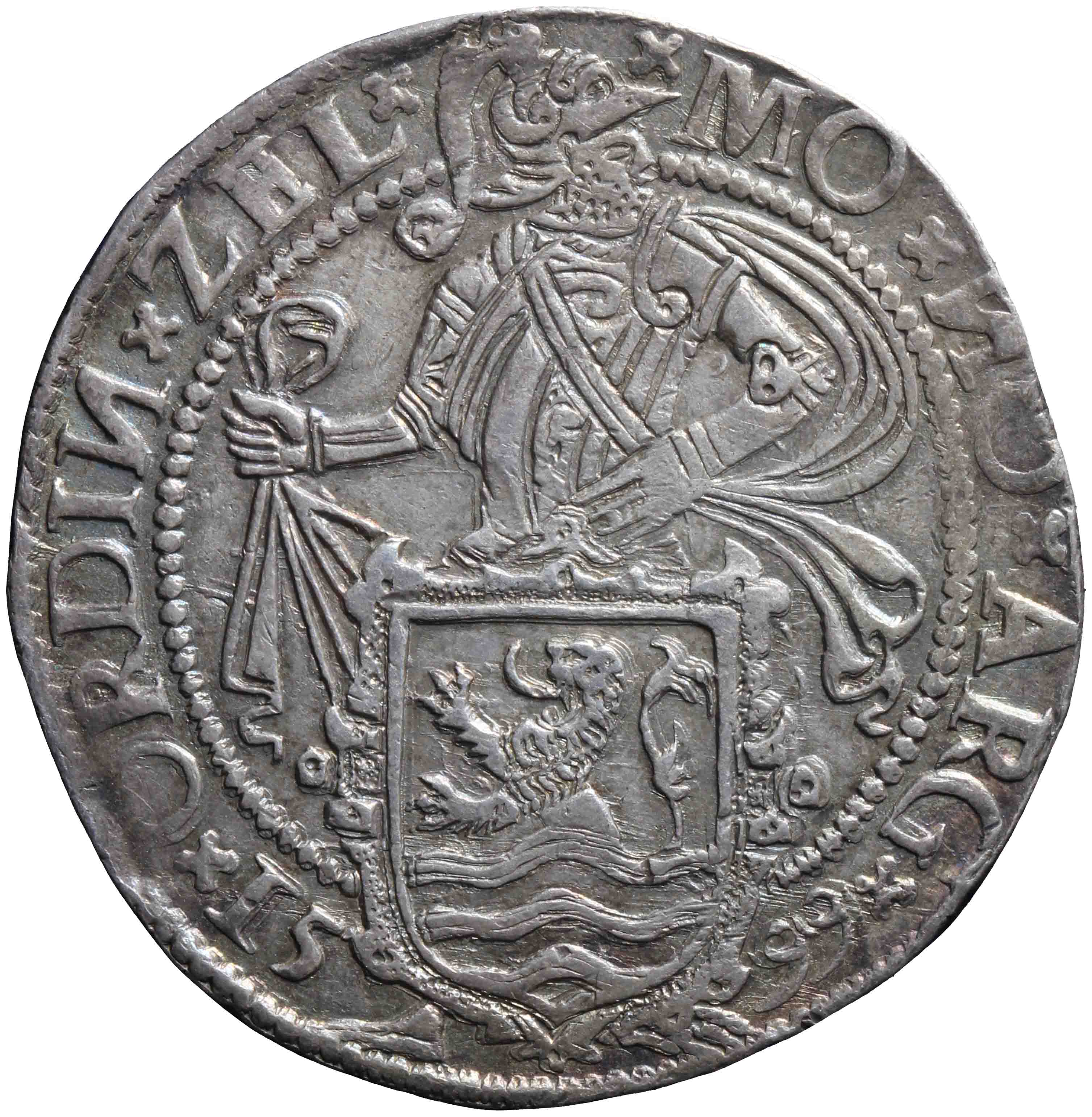 Afbeelding van de voorzijde. leeuwendaalder op Zeeuwse muntvoet. Inventarisnummer:DNB-07328