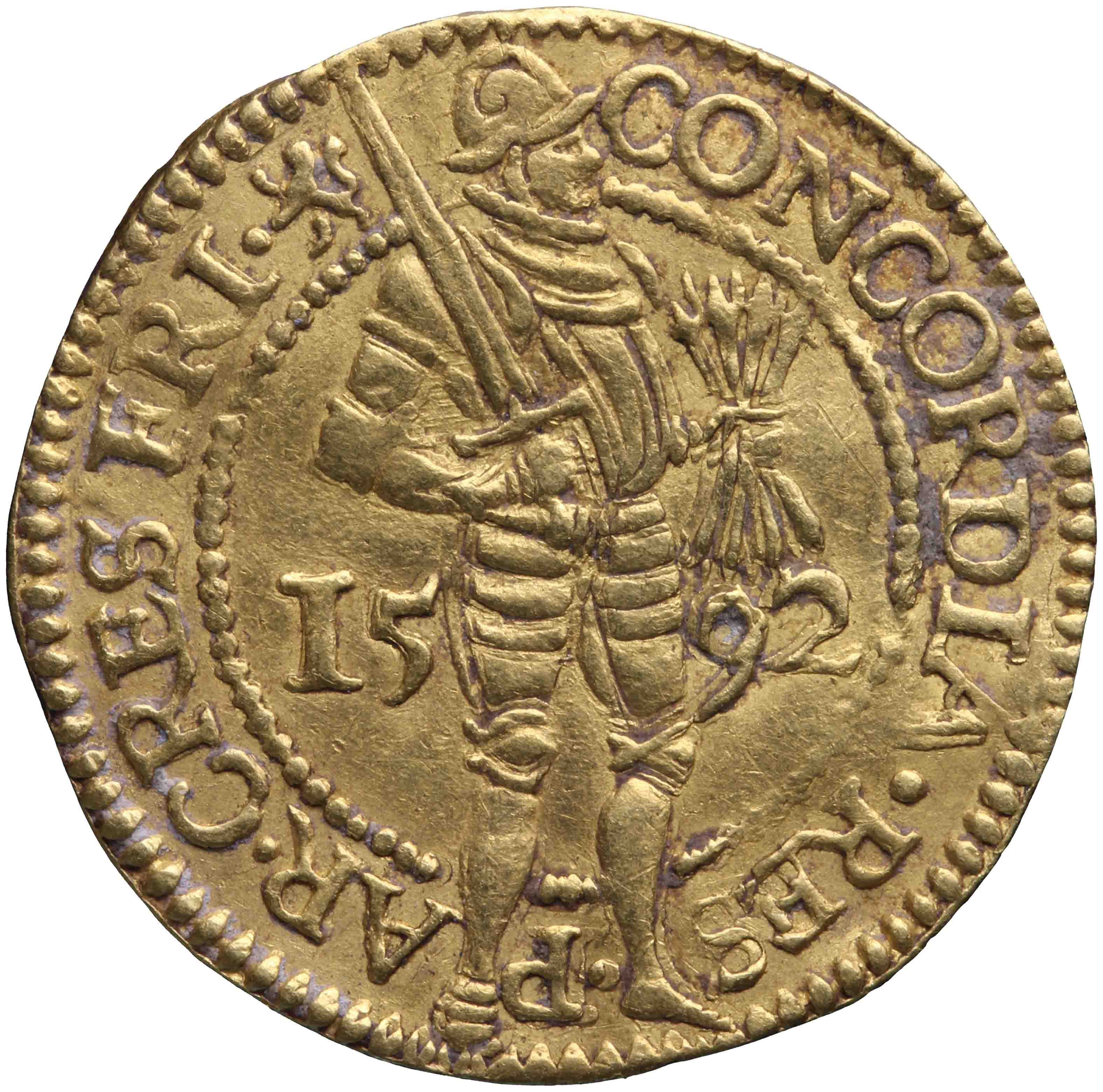 Afbeelding van de voorzijde. gouden dukaat. Inventarisnummer:DNB-08974