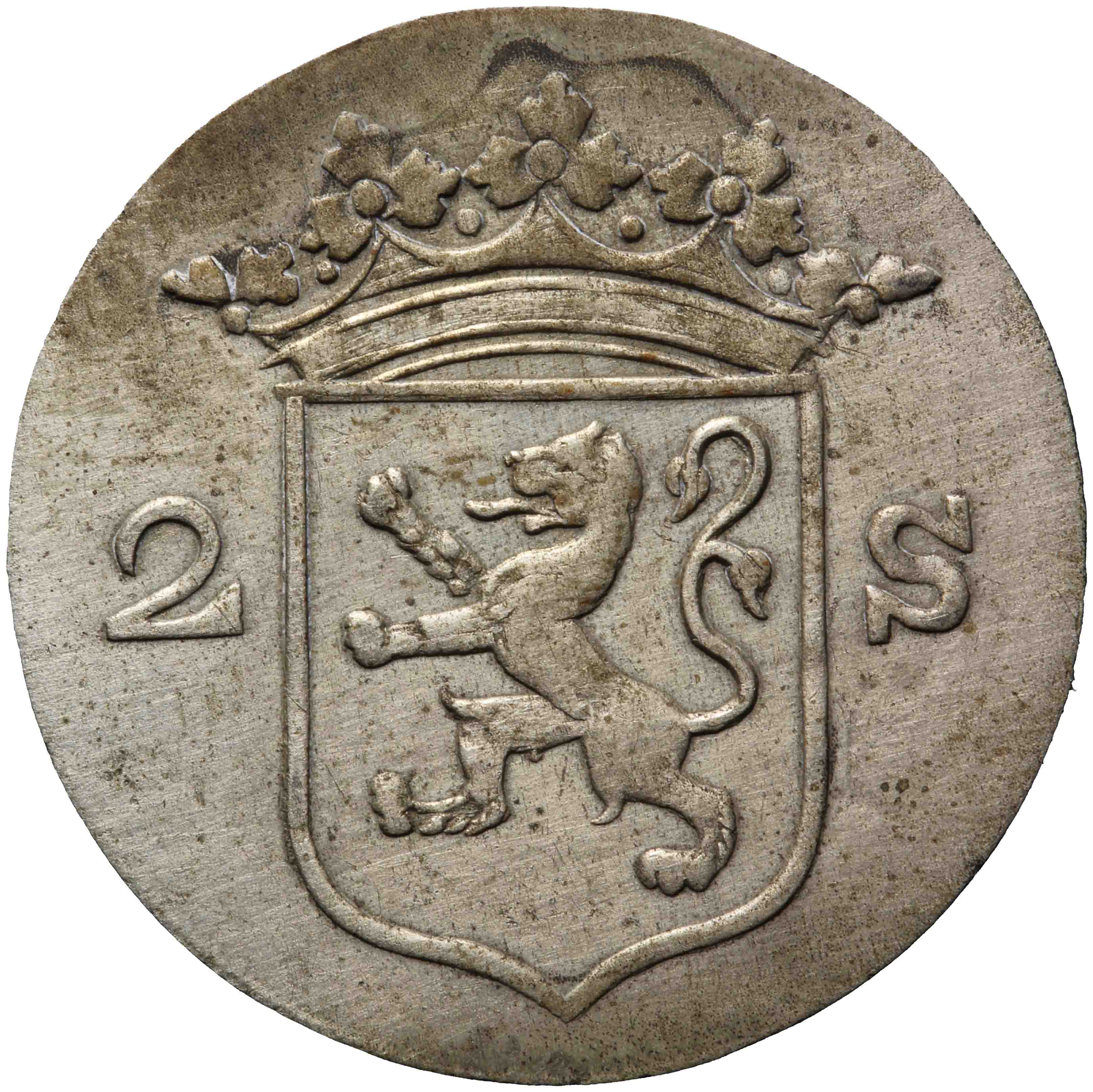 Afbeelding van de voorzijde. dubbele stuiver. Inventarisnummer:DNB-28996