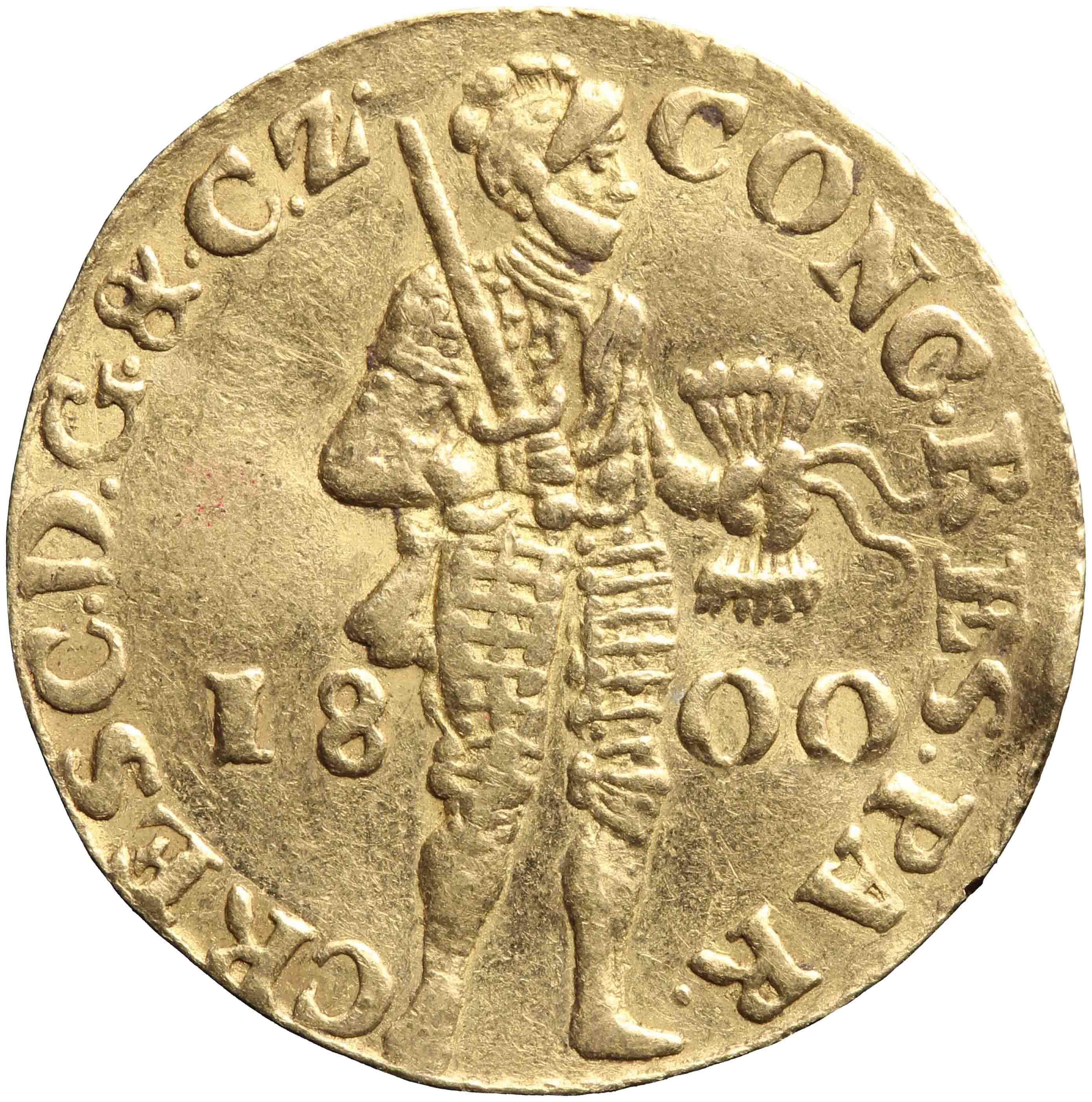 Afbeelding van de voorzijde. gouden dukaat. Inventarisnummer:DNB-31608