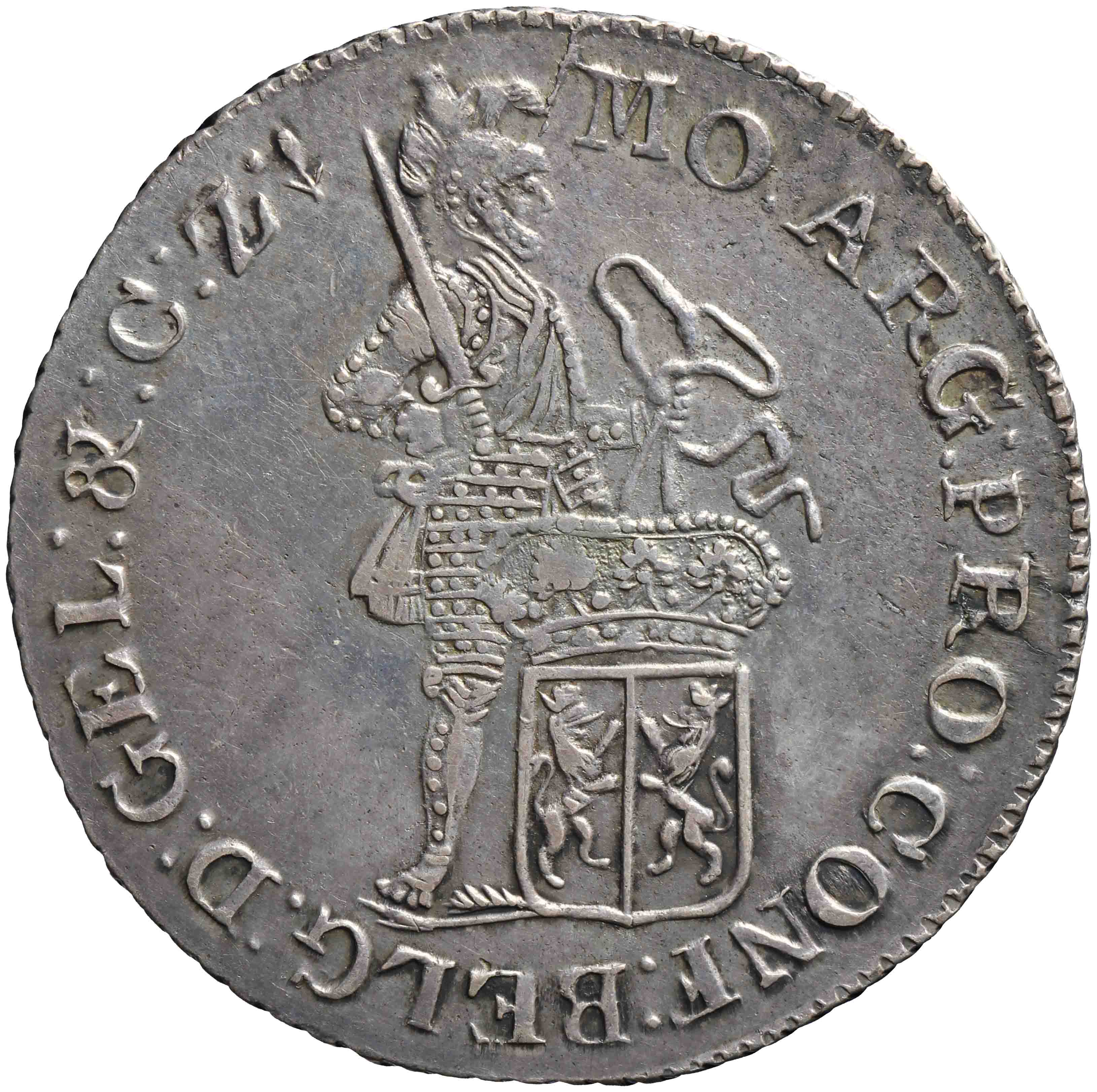 Afbeelding van de voorzijde. zilveren dukaat. Inventarisnummer:DNB-31646