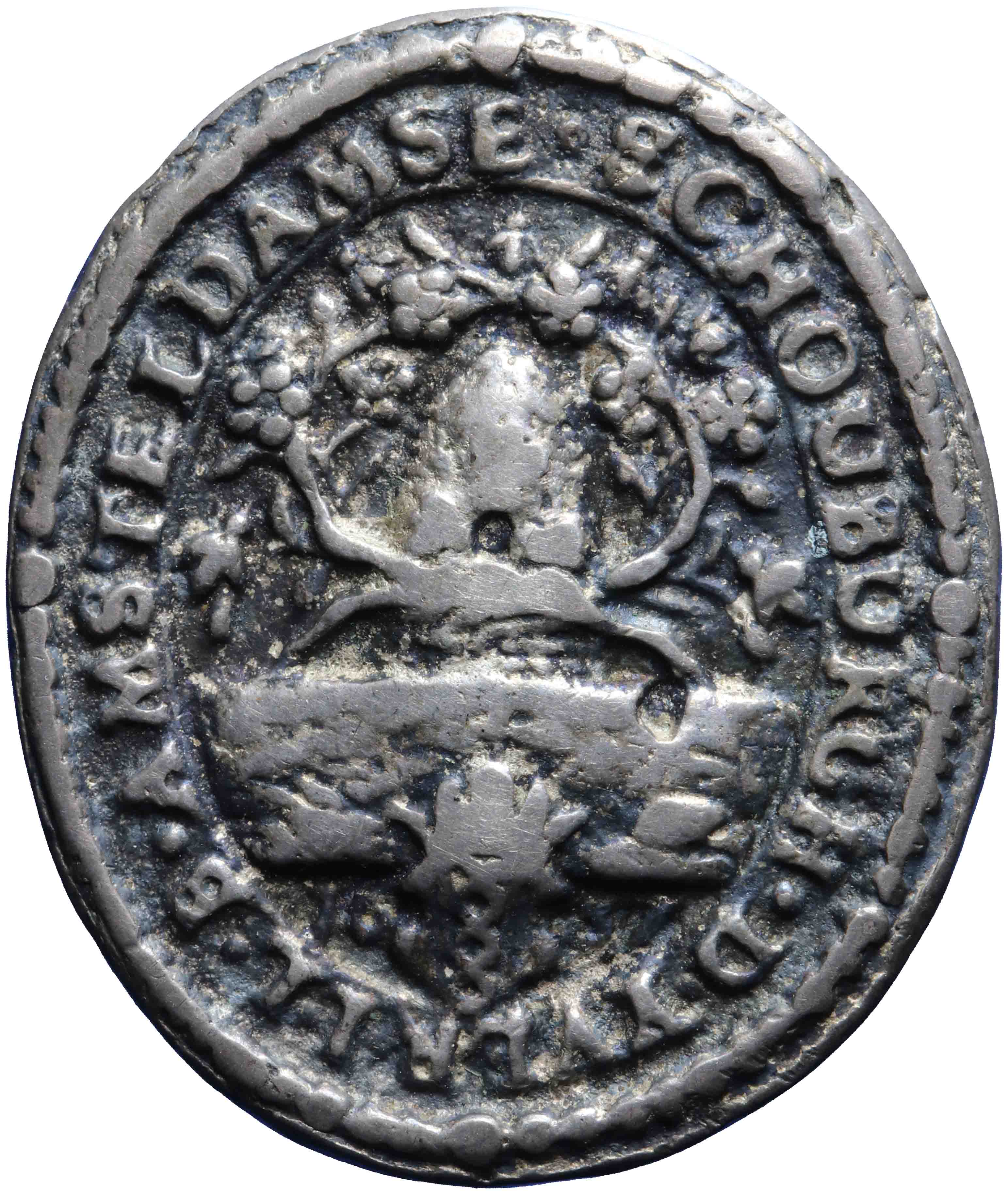 Image of the obverse. Amsterdam: toegang tot de 'Schouburch', t.n.v. Jacob Heerman. Inventory number:GP-00462