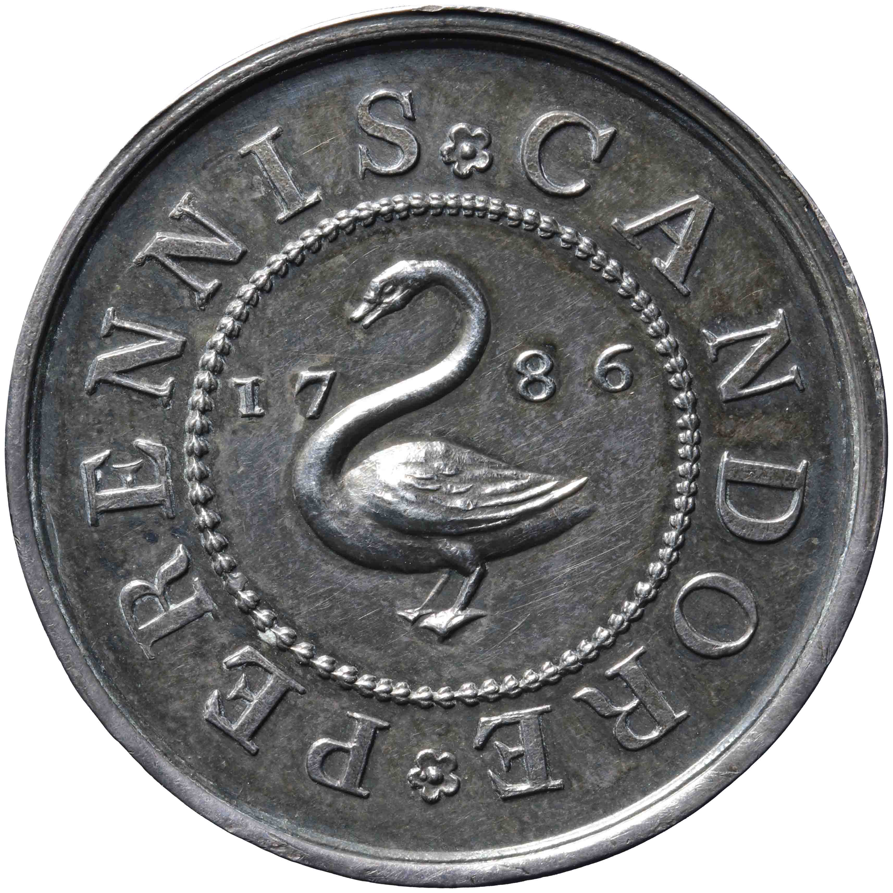 Afbeelding van de voorzijde. avondmaalsloodje. Inventarisnummer:GP-00589