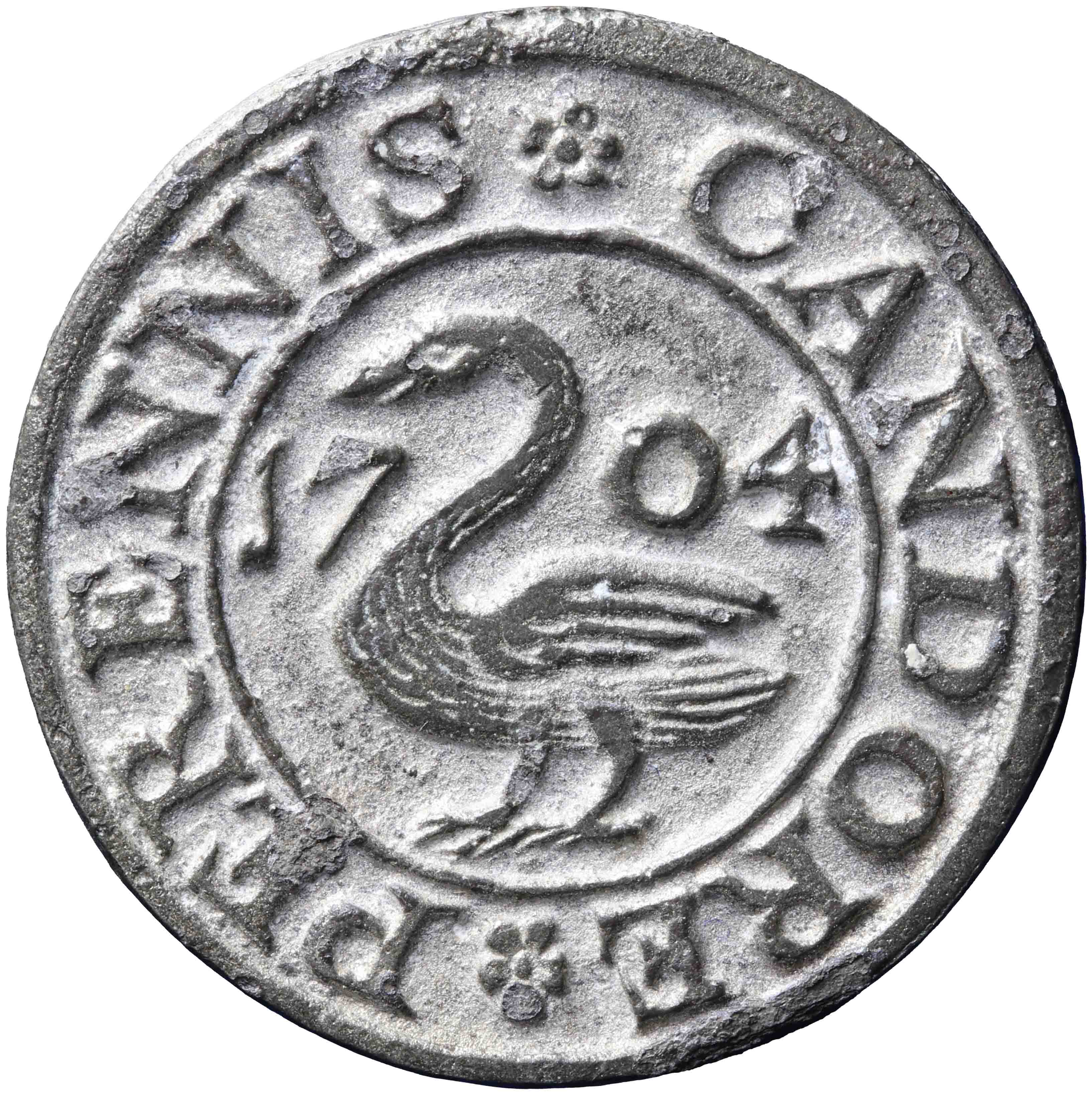 Afbeelding van de voorzijde. avondmaalsloodje. Inventarisnummer:GP-00590