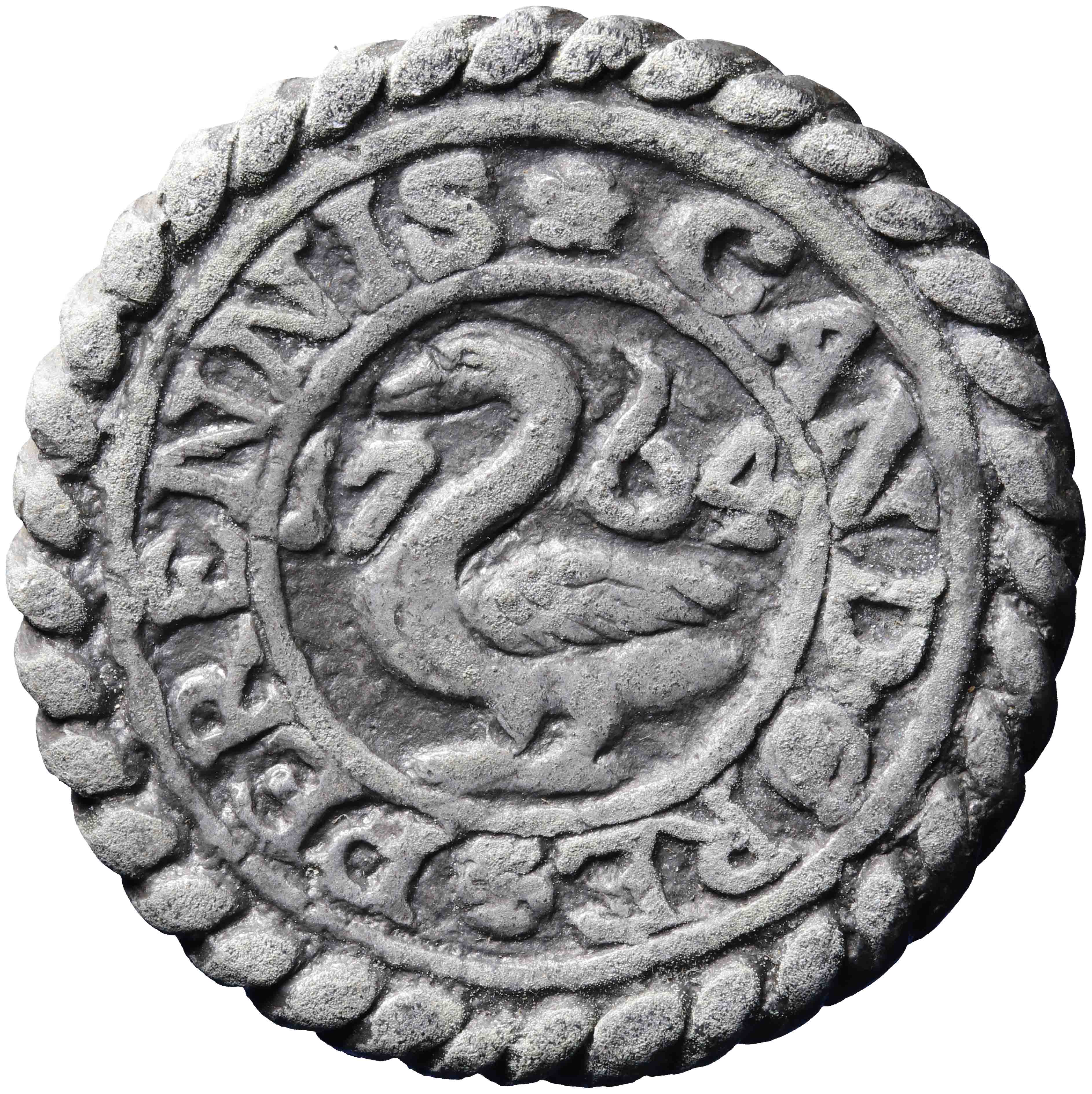 Afbeelding van de keerzijde. avondmaalsloodje. Inventarisnummer:GP-00591