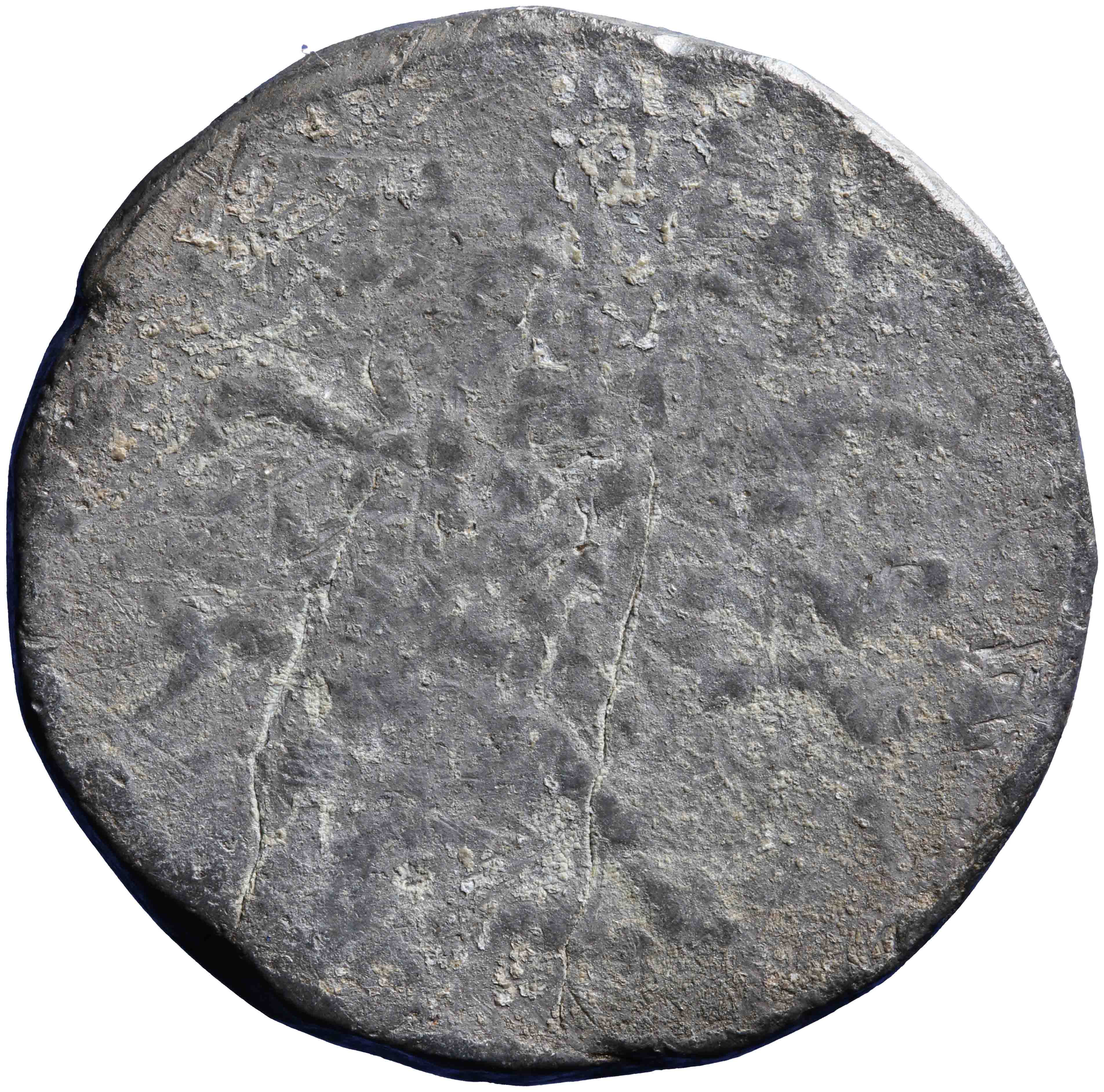 Afbeelding van de keerzijde. avondmaalsloodje. Inventarisnummer:GP-00592