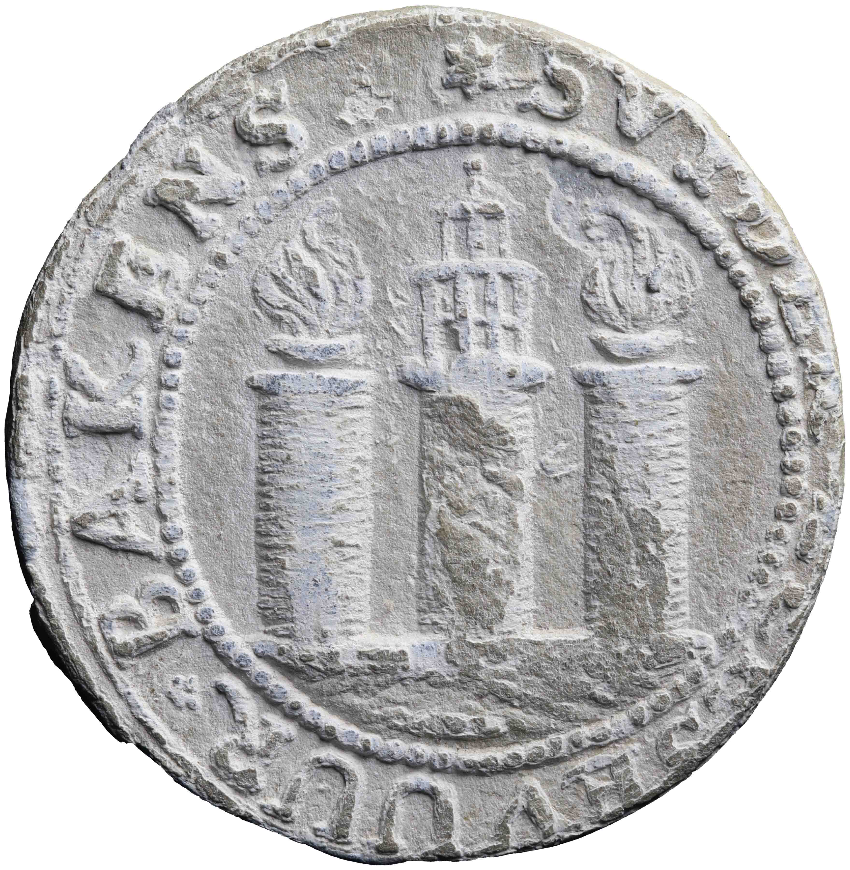 Afbeelding van de keerzijde. Zuiderzeesche vuurbakens, loodje. Inventarisnummer:GP-00615