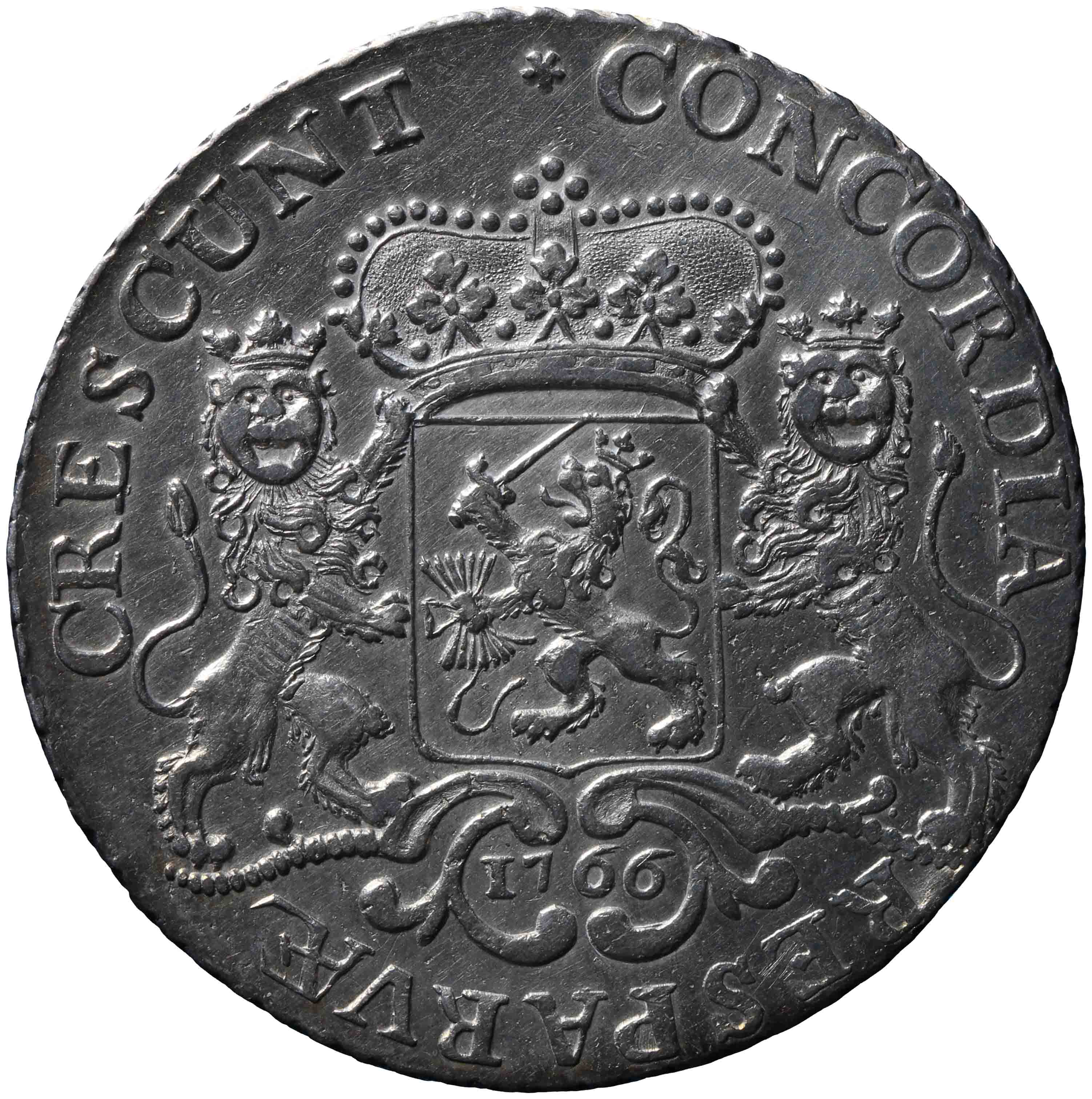 Afbeelding van de keerzijde. zilveren rijder of dukaton. Inventarisnummer:HNM-00263