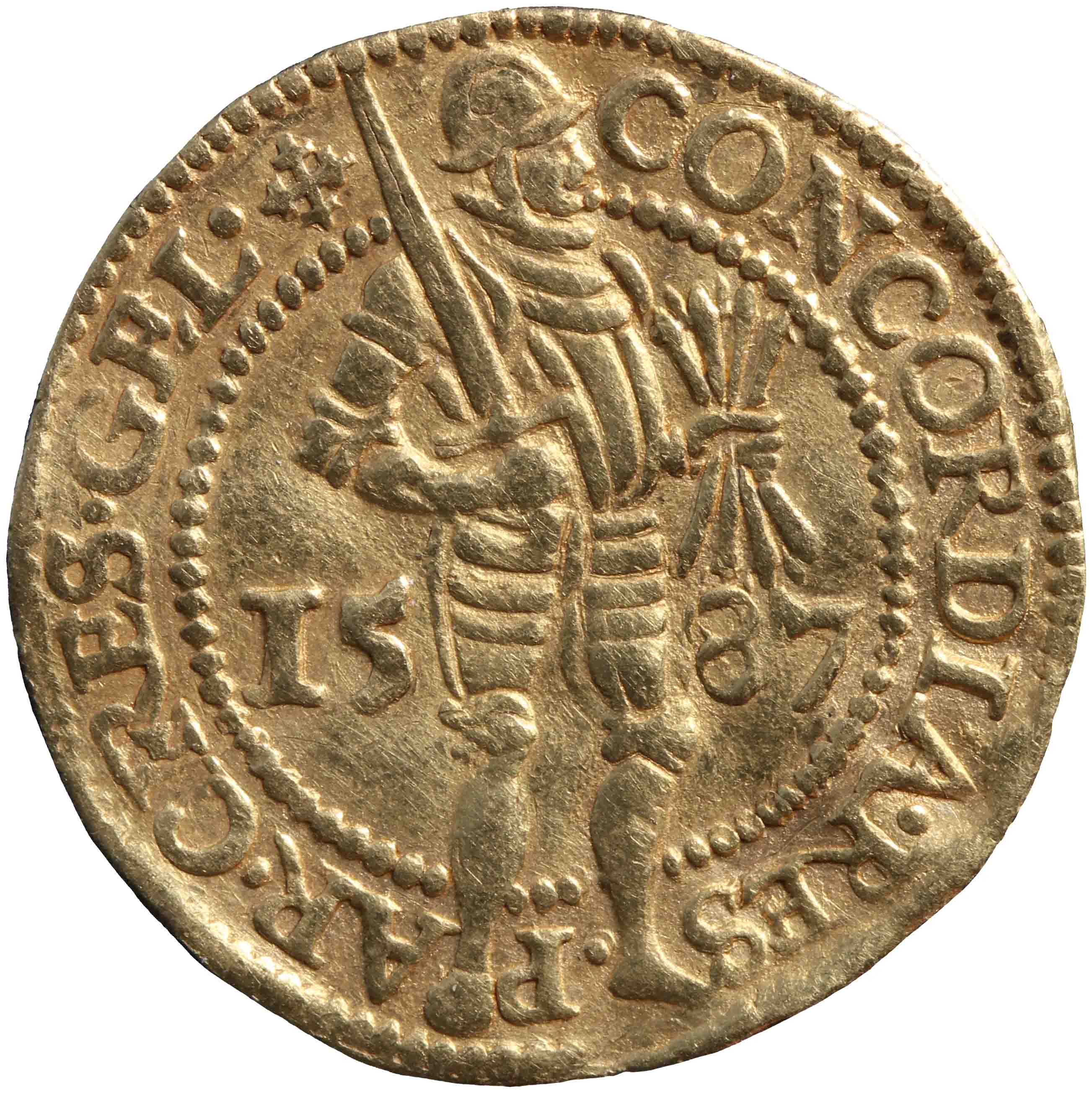 Afbeelding van de voorzijde. gouden dukaat. Inventarisnummer:HNM-01153
