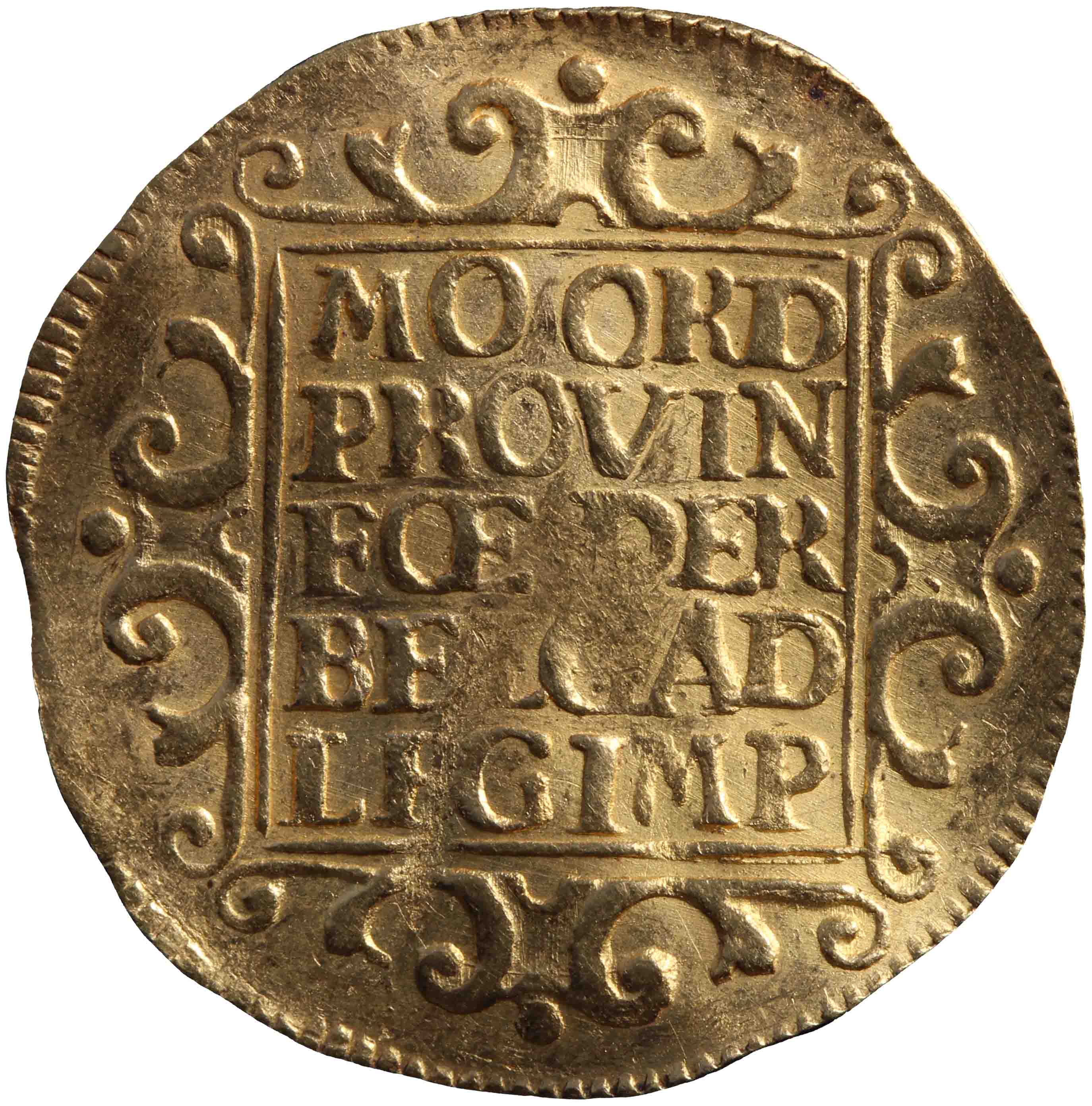 Afbeelding van de keerzijde. gouden dukaat. Inventarisnummer:HNM-01169
