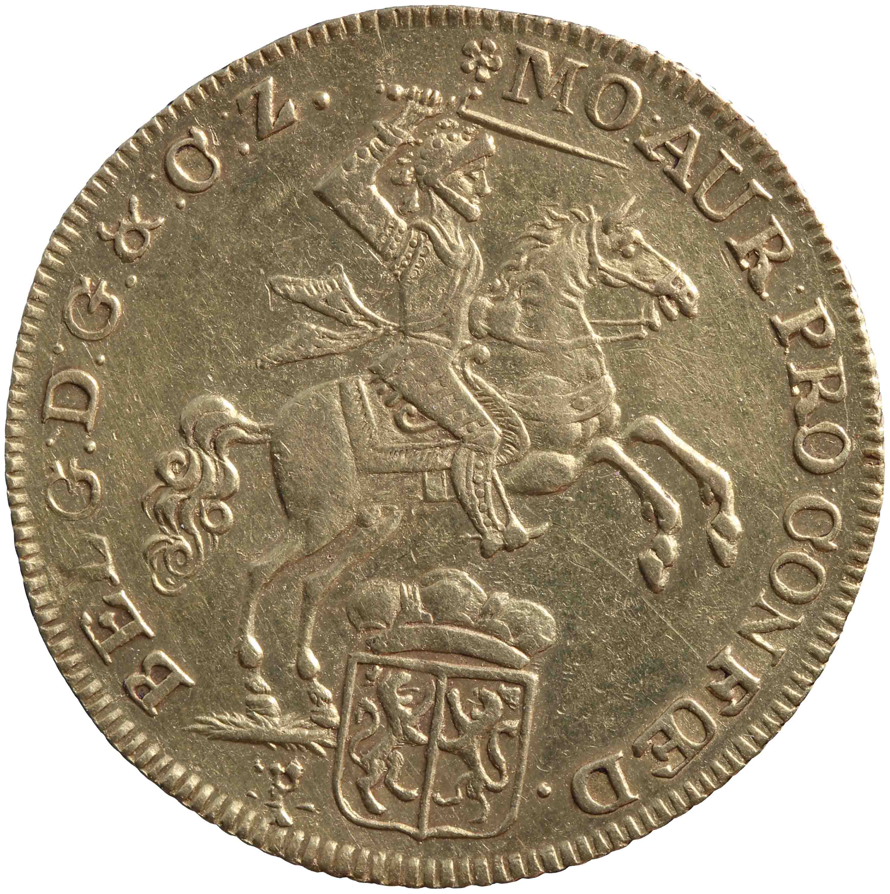 Afbeelding van de voorzijde. gouden rijder. Inventarisnummer:HNM-01184