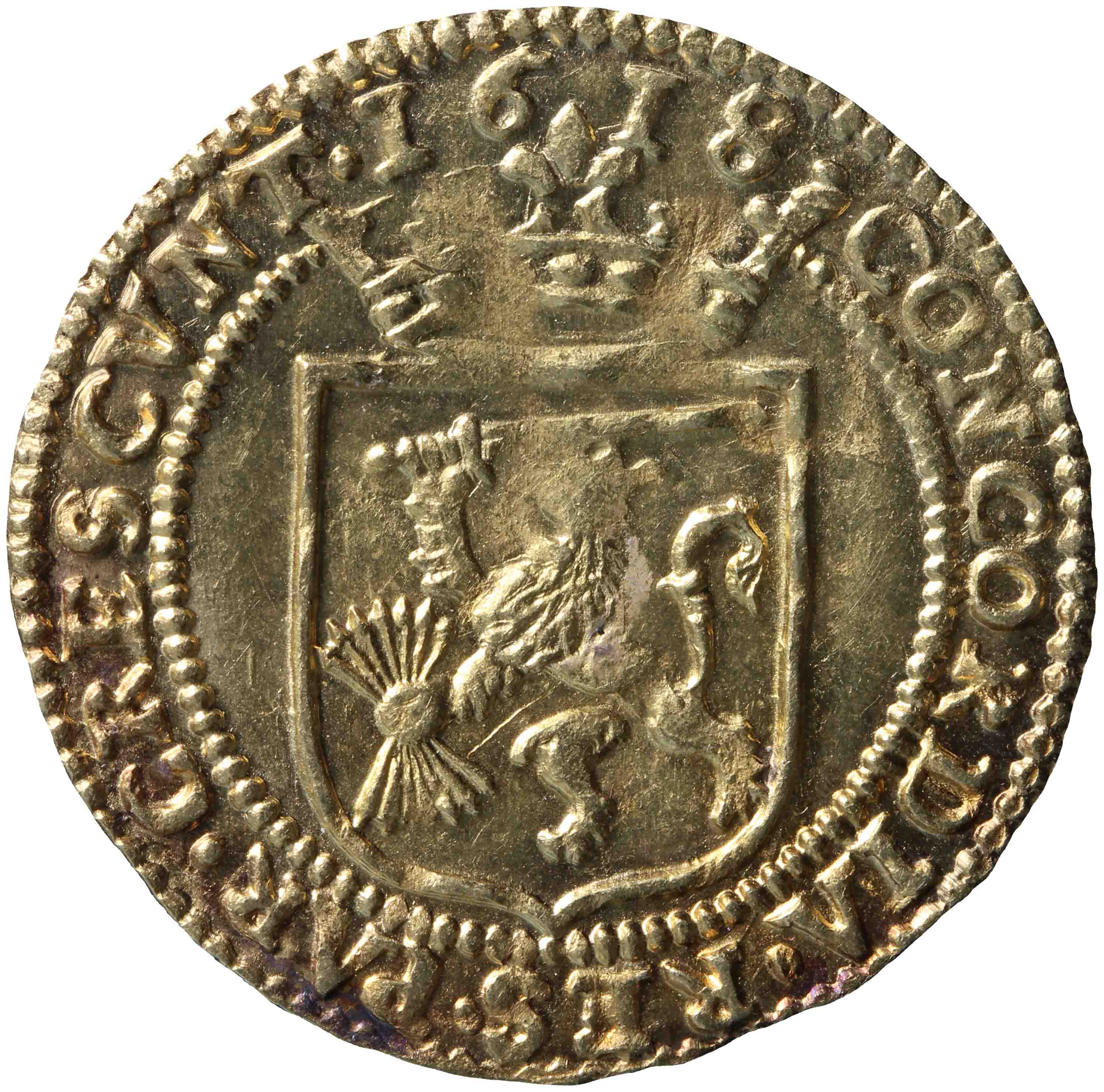 Afbeelding van de keerzijde. halve grote gouden rijder. Inventarisnummer:HNM-01188
