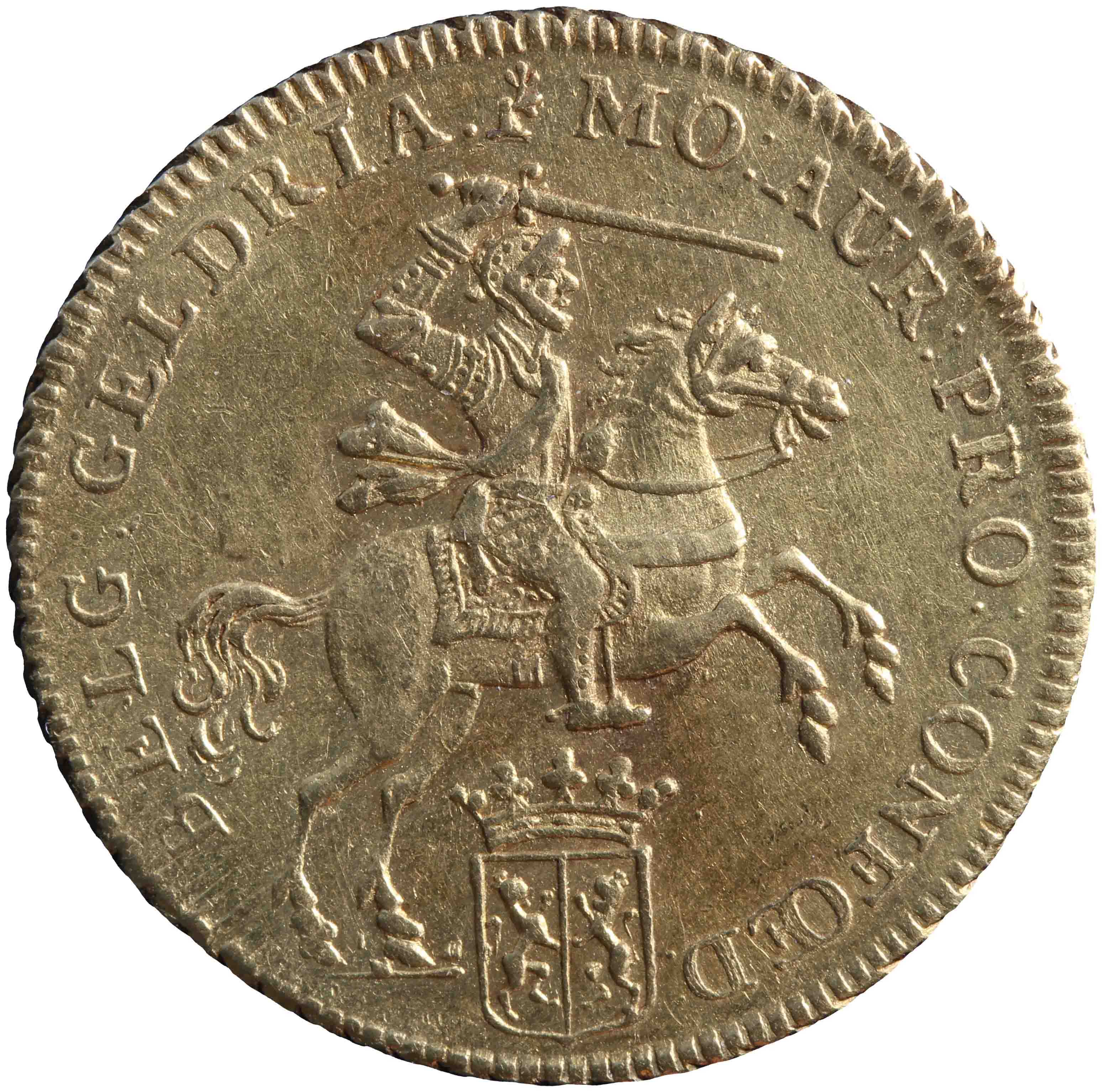 Afbeelding van de voorzijde. halve gouden rijder. Inventarisnummer:HNM-01192