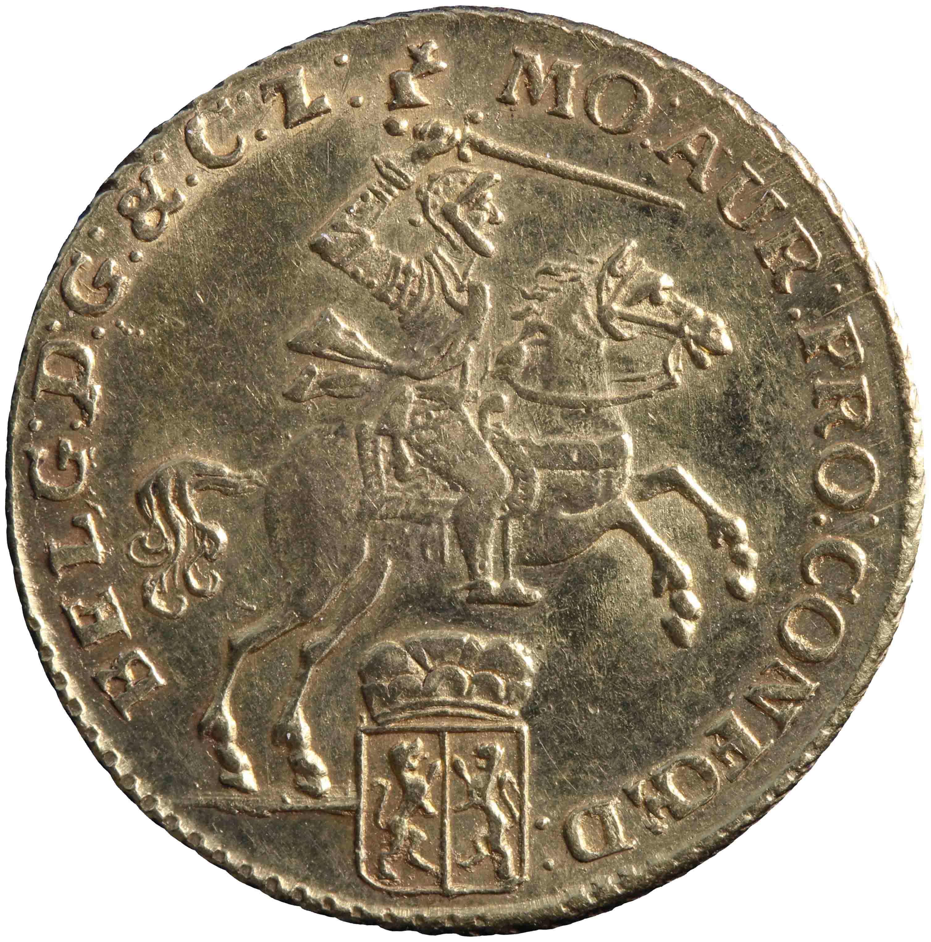 Afbeelding van de voorzijde. halve gouden rijder. Inventarisnummer:HNM-01193