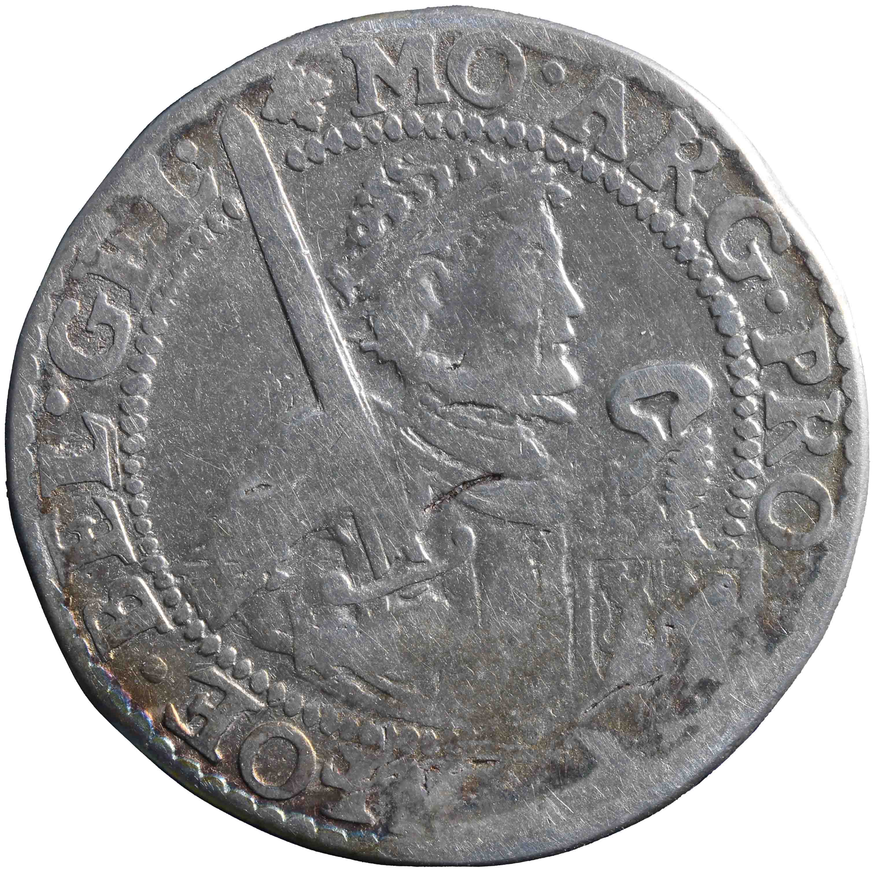 Afbeelding van de voorzijde. halve Nederlandse rijksdaalder. Inventarisnummer:HNM-01229