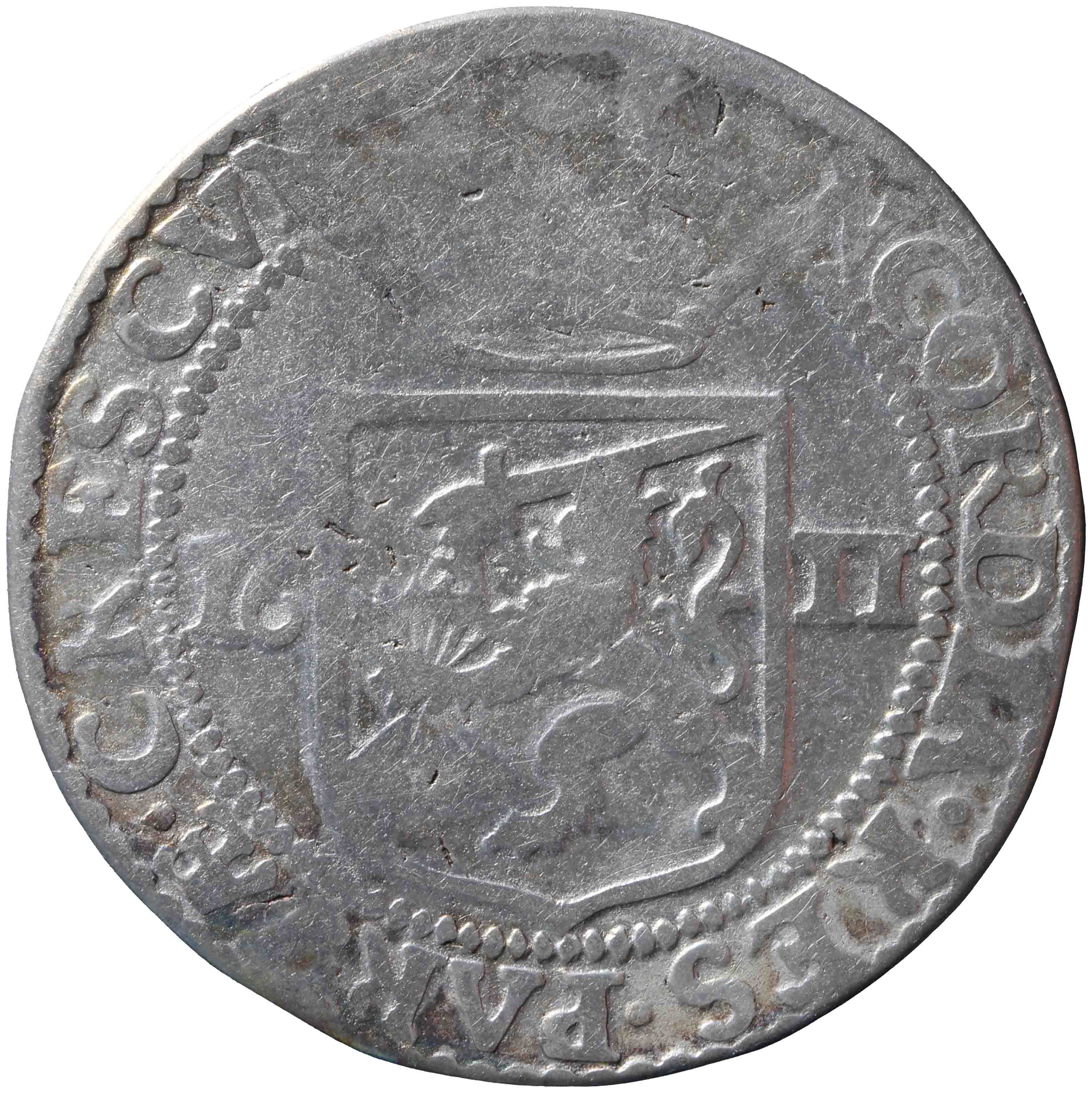 Afbeelding van de keerzijde. halve Nederlandse rijksdaalder. Inventarisnummer:HNM-01229