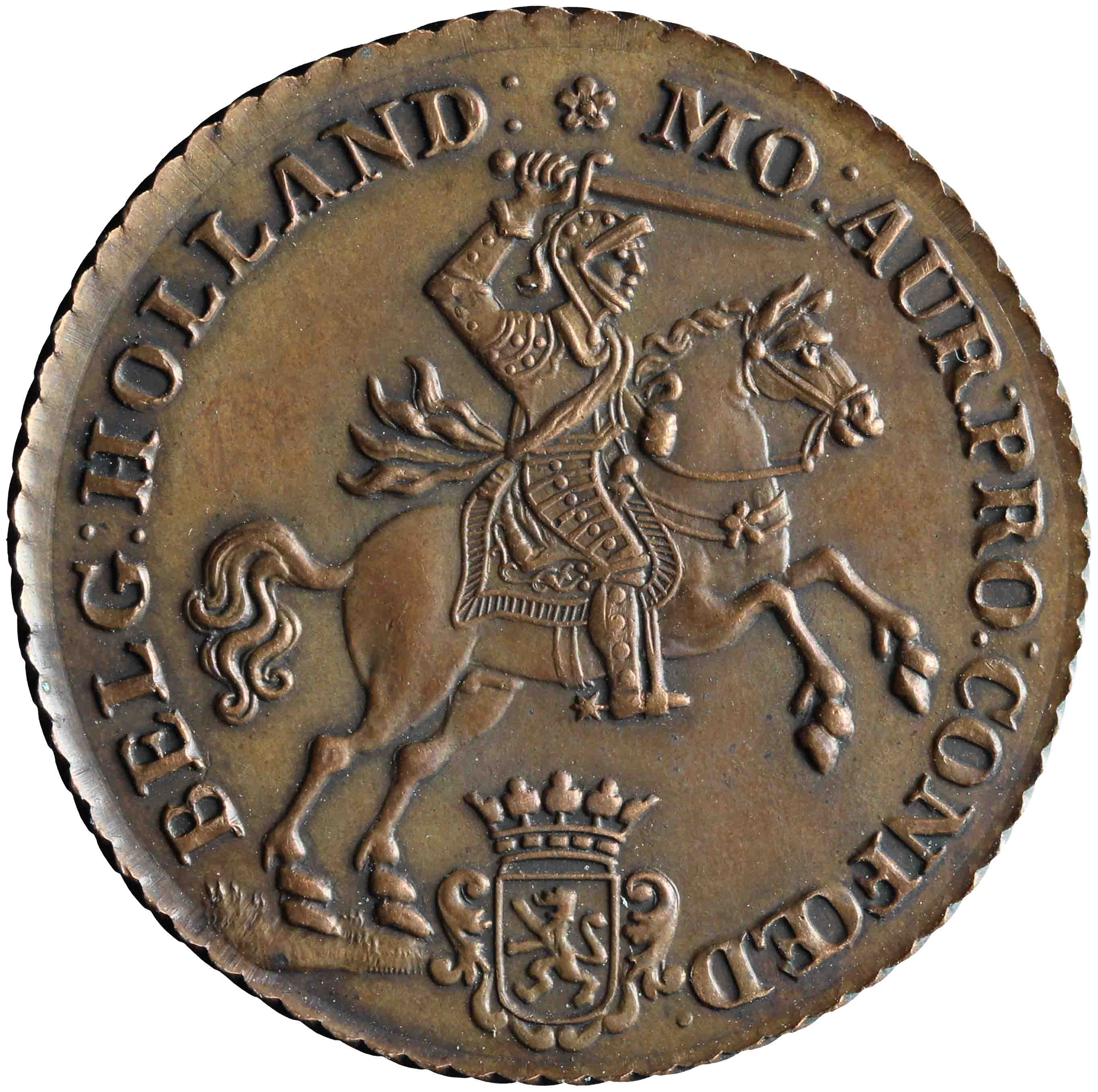 Afbeelding van de voorzijde. gouden rijder. Inventarisnummer:HNM-01515
