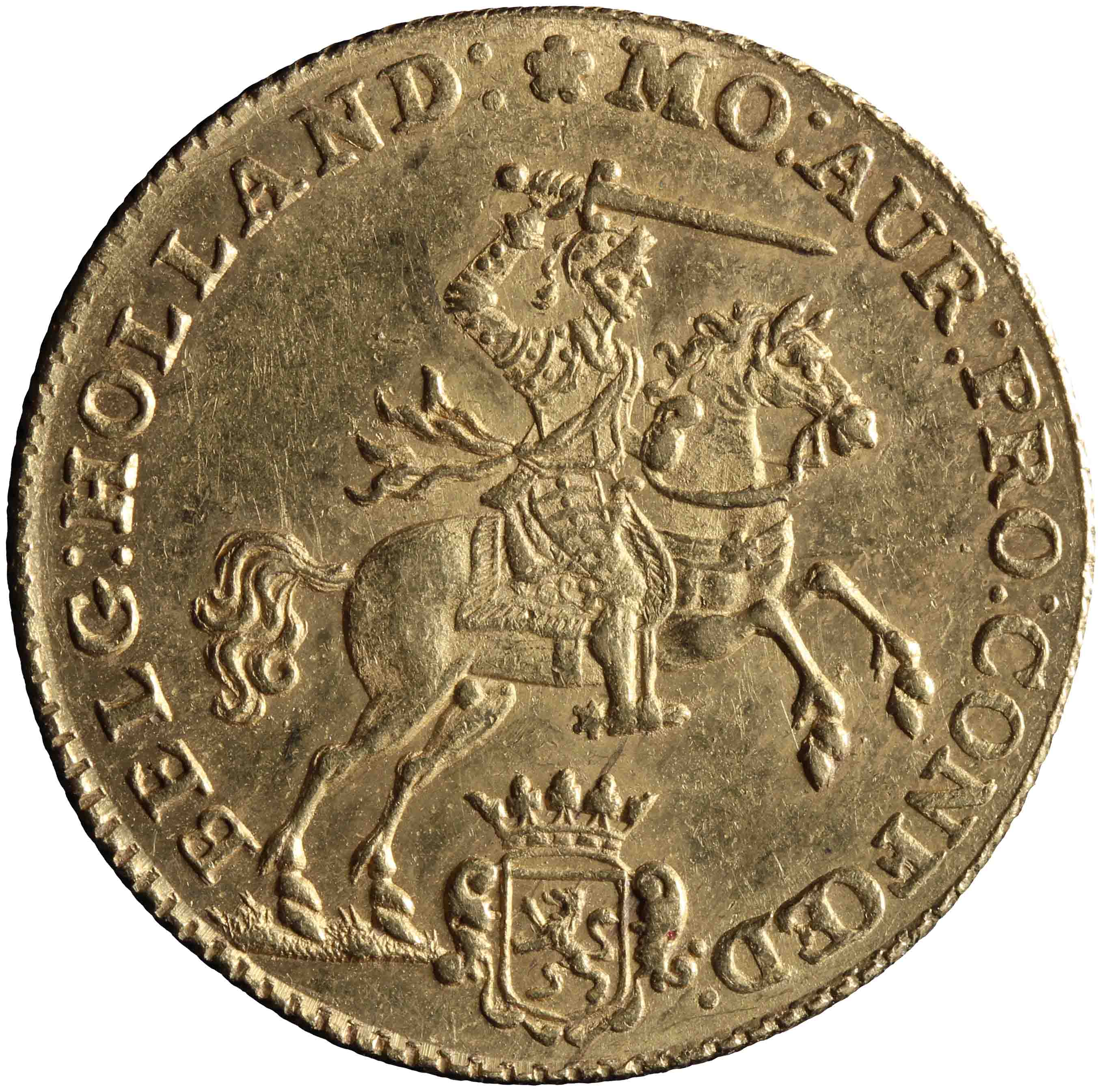 Afbeelding van de voorzijde. gouden rijder. Inventarisnummer:HNM-01519