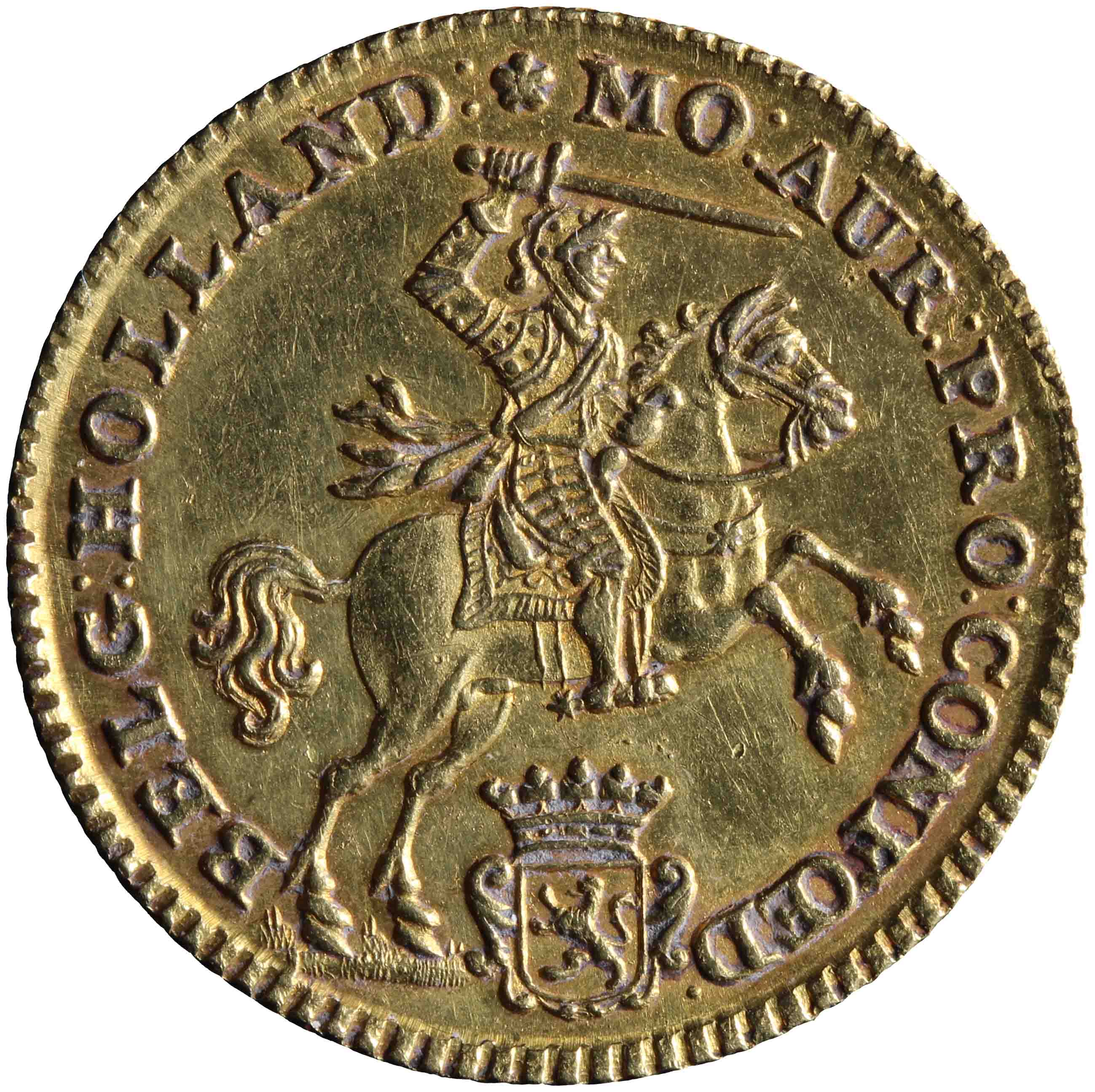 Afbeelding van de voorzijde. halve gouden rijder. Inventarisnummer:HNM-01524