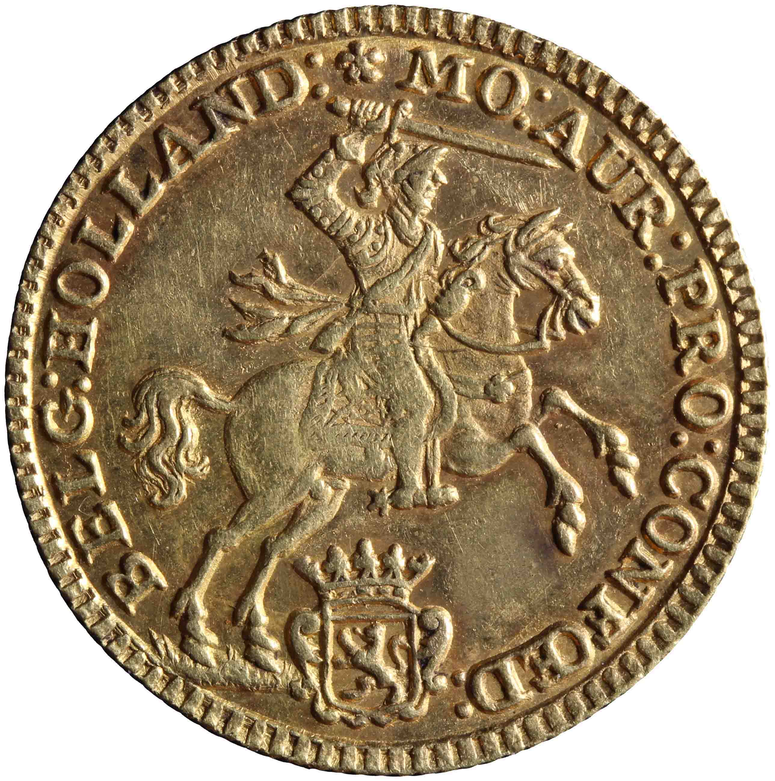 Afbeelding van de voorzijde. halve gouden rijder. Inventarisnummer:HNM-01530