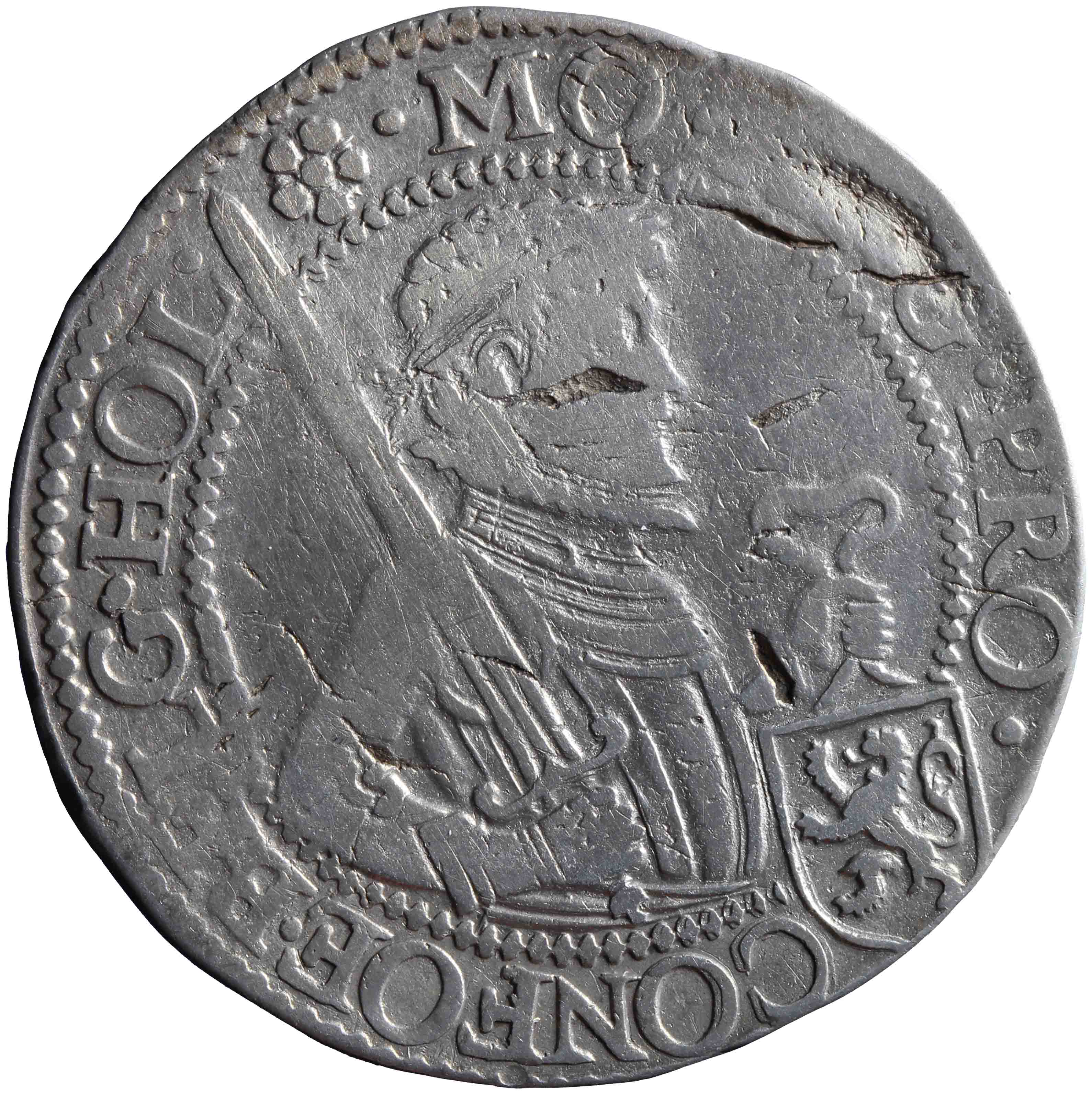 Afbeelding van de voorzijde. halve Nederlandse rijksdaalder. Inventarisnummer:HNM-01608