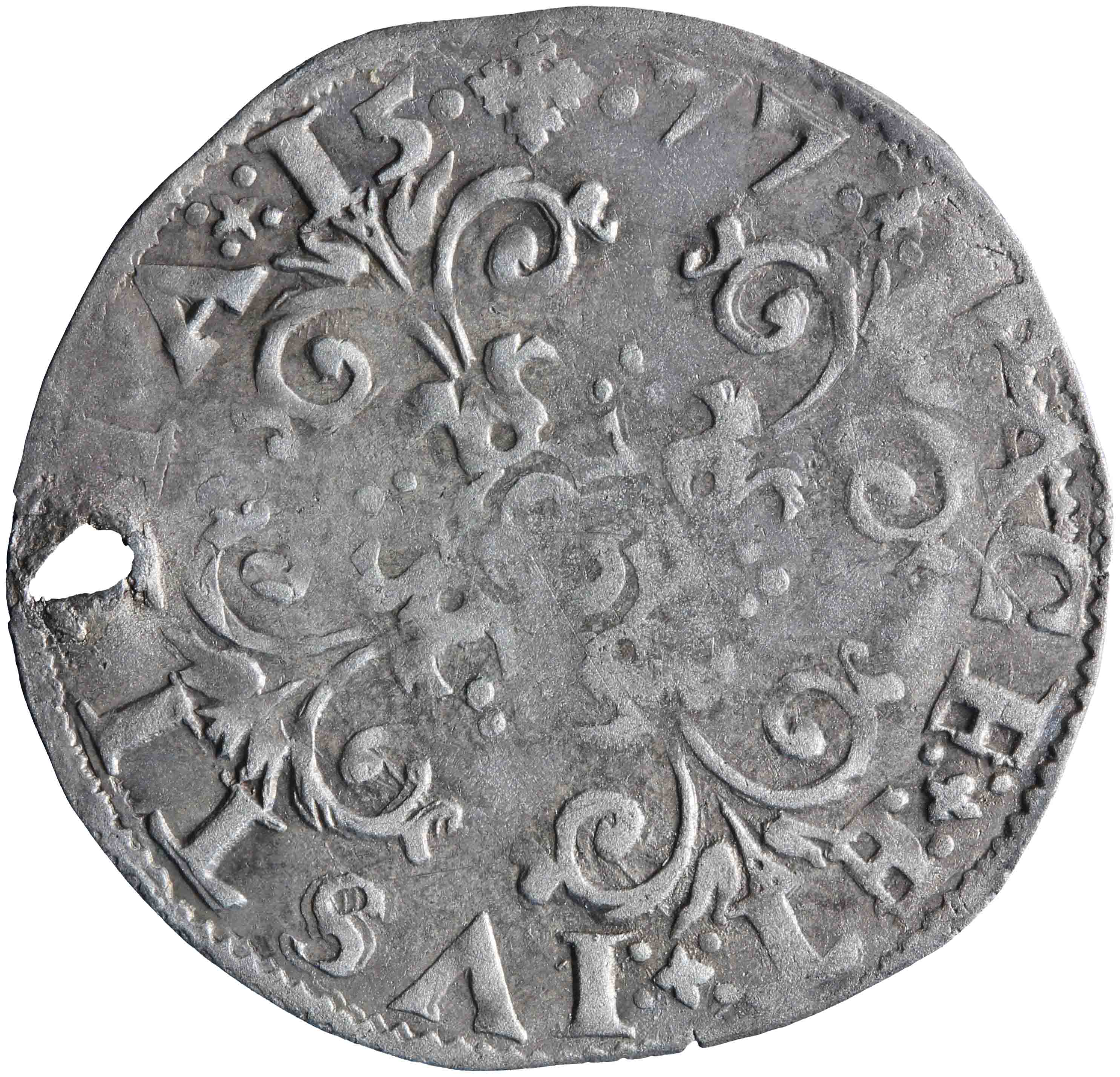Afbeelding van de keerzijde. statenstuiver. Inventarisnummer:HNM-03462