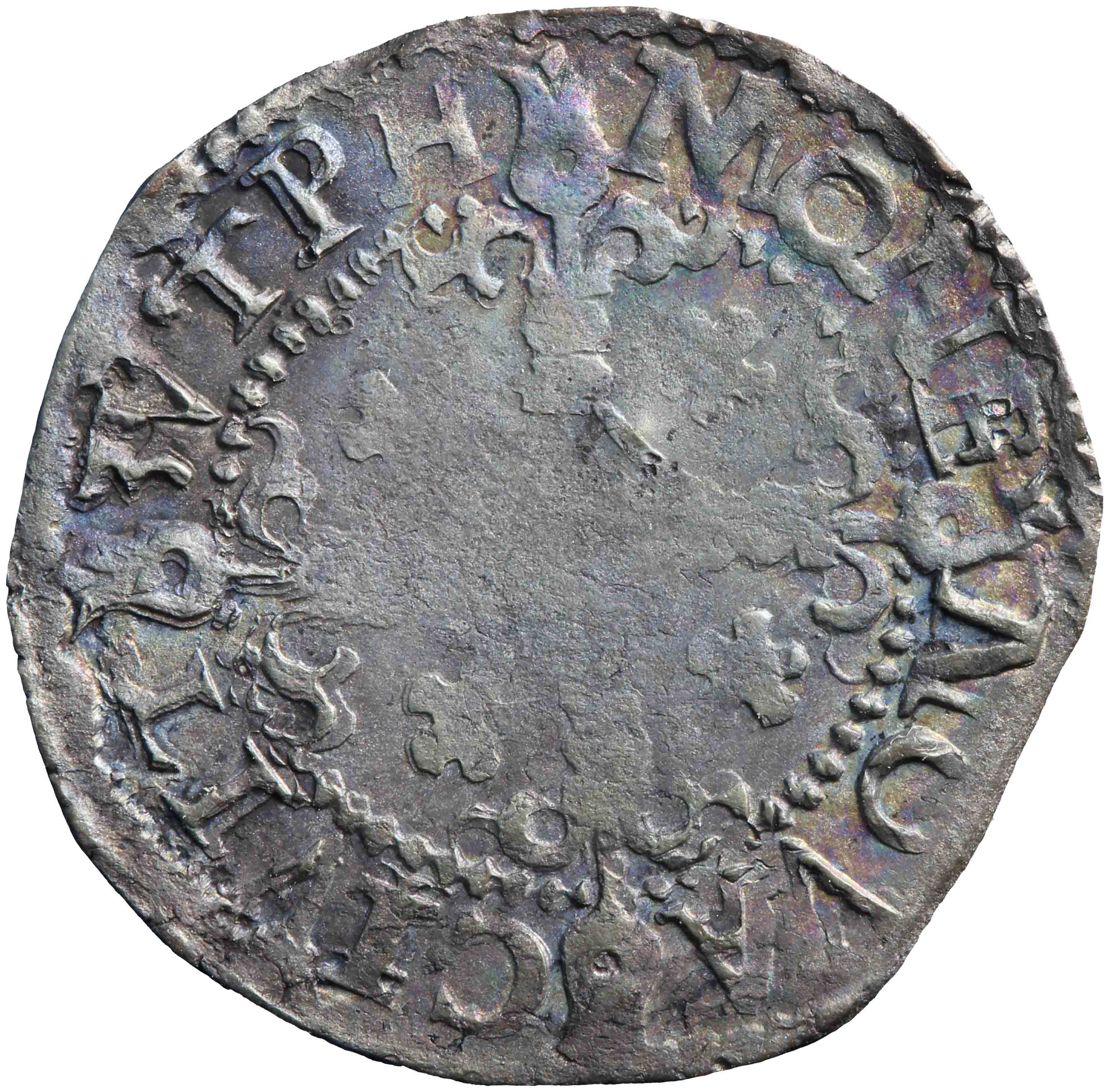 Afbeelding van de voorzijde. drieplak ; kwart stuiver. Inventarisnummer:HNM-03699