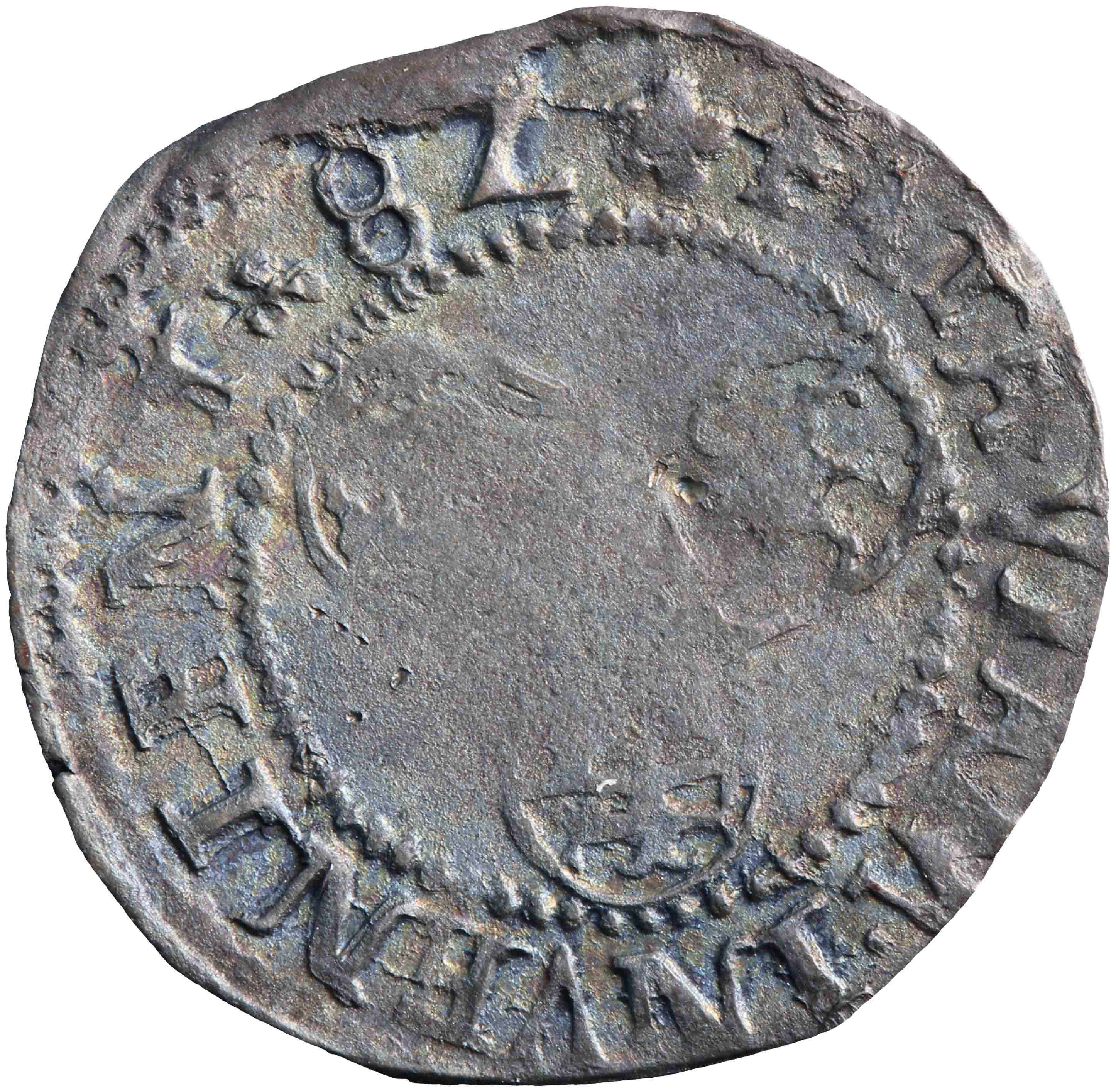 Afbeelding van de keerzijde. drieplak ; kwart stuiver. Inventarisnummer:HNM-03699